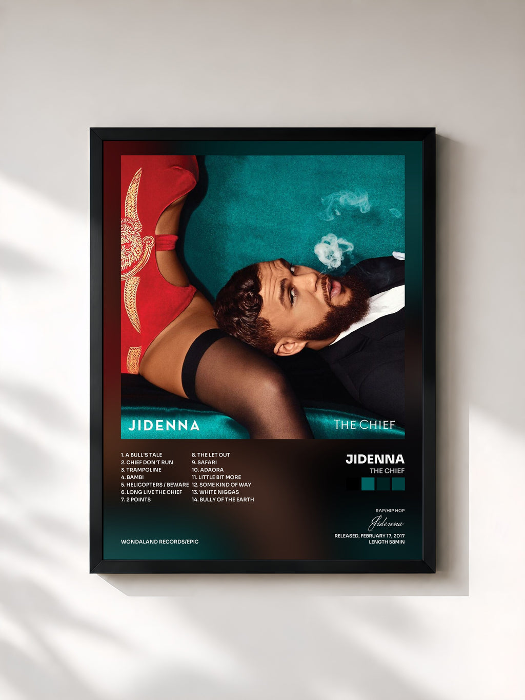 #noir Tableau de l'album The Chief de Jidenna, cadre noir, imprimé et encadré en France