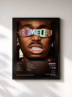 #noir Tableau de l'album QRÖMELIFE de Quavo, cadre noir, imprimé et encadré en France