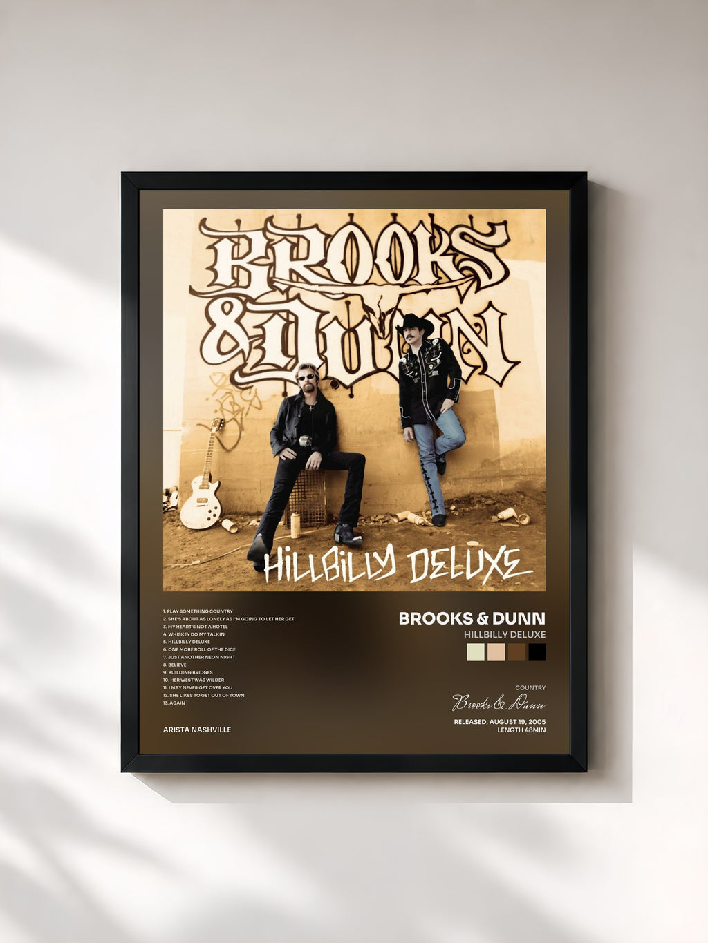 #noir Tableau de l'album Hillbilly Deluxe de Brooks & Dunn, cadre noir, imprimé et encadré en France