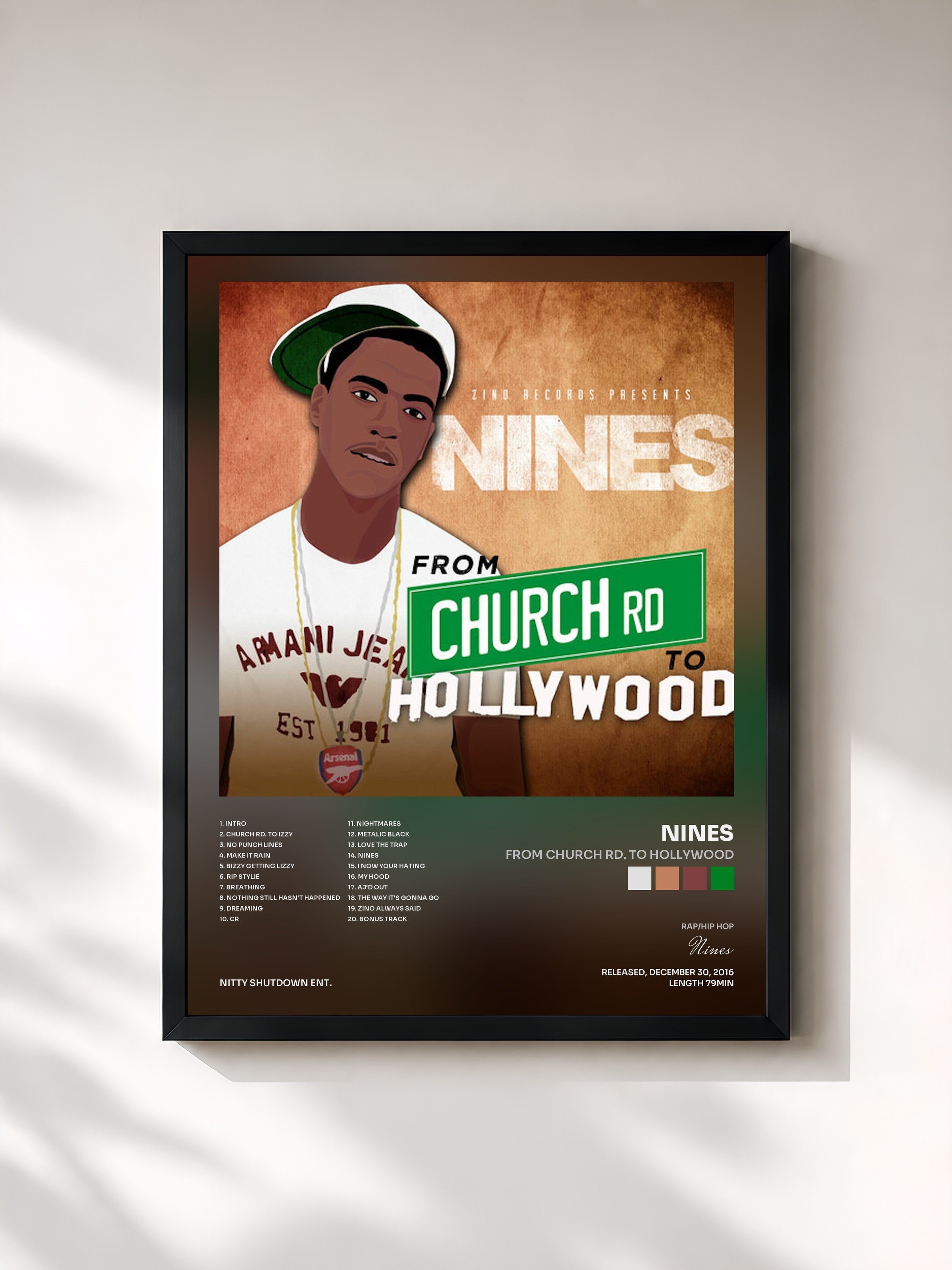 #noir Tableau de l'album From Church Rd. to Hollywood de Nines, cadre noir, imprimé et encadré en France