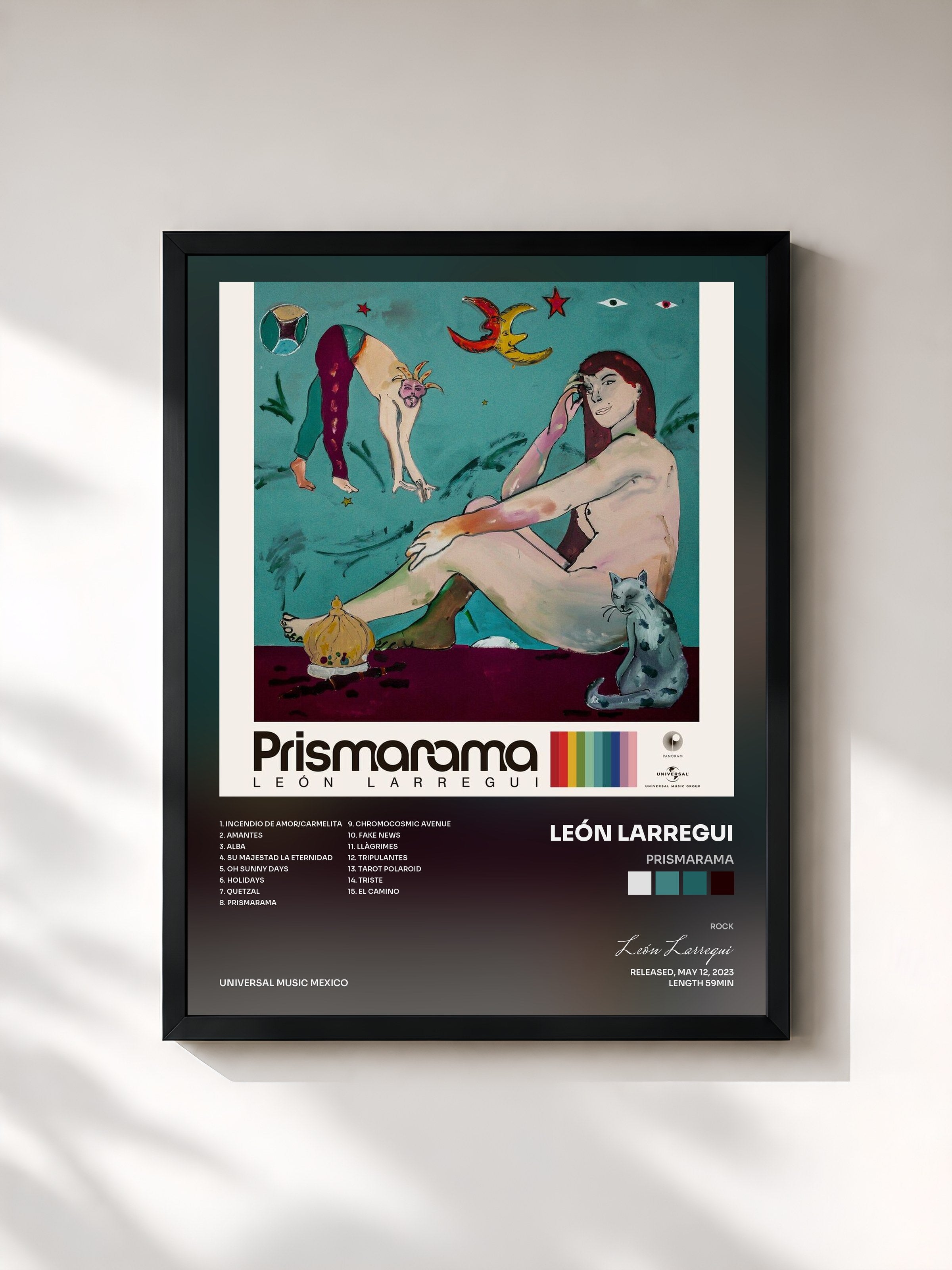 #noir Tableau de l'album PRISMARAMA de León Larregui, cadre noir, imprimé et encadré en France