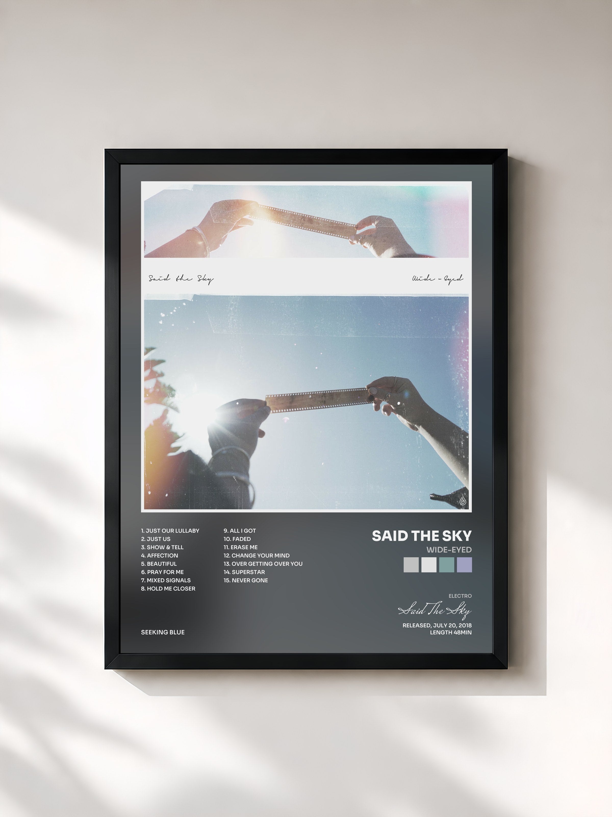 #noir Tableau de l'album Wide-Eyed de Said The Sky, cadre noir, imprimé et encadré en France