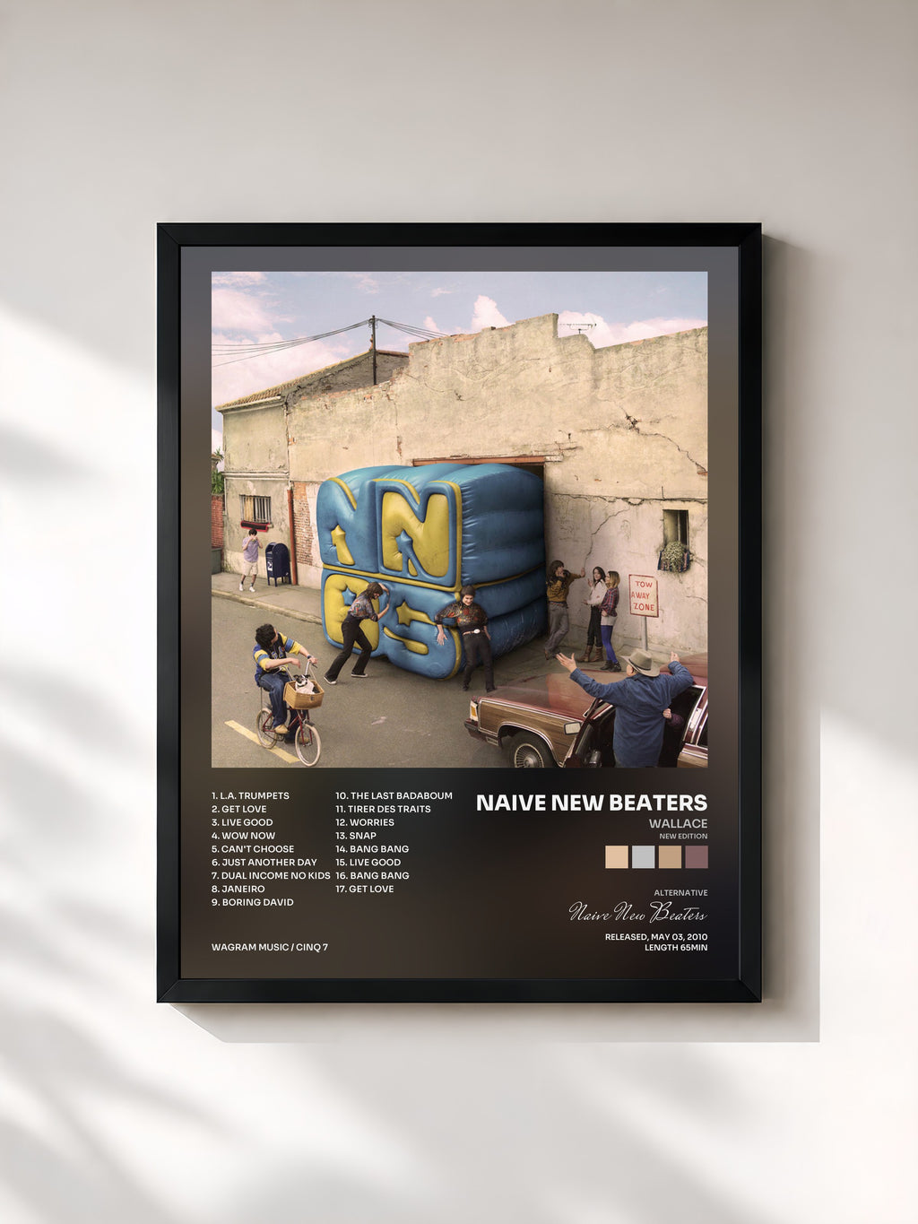 #noir Tableau de l'album Wallace (new edition) de Naive New Beaters, cadre noir, imprimé et encadré en France