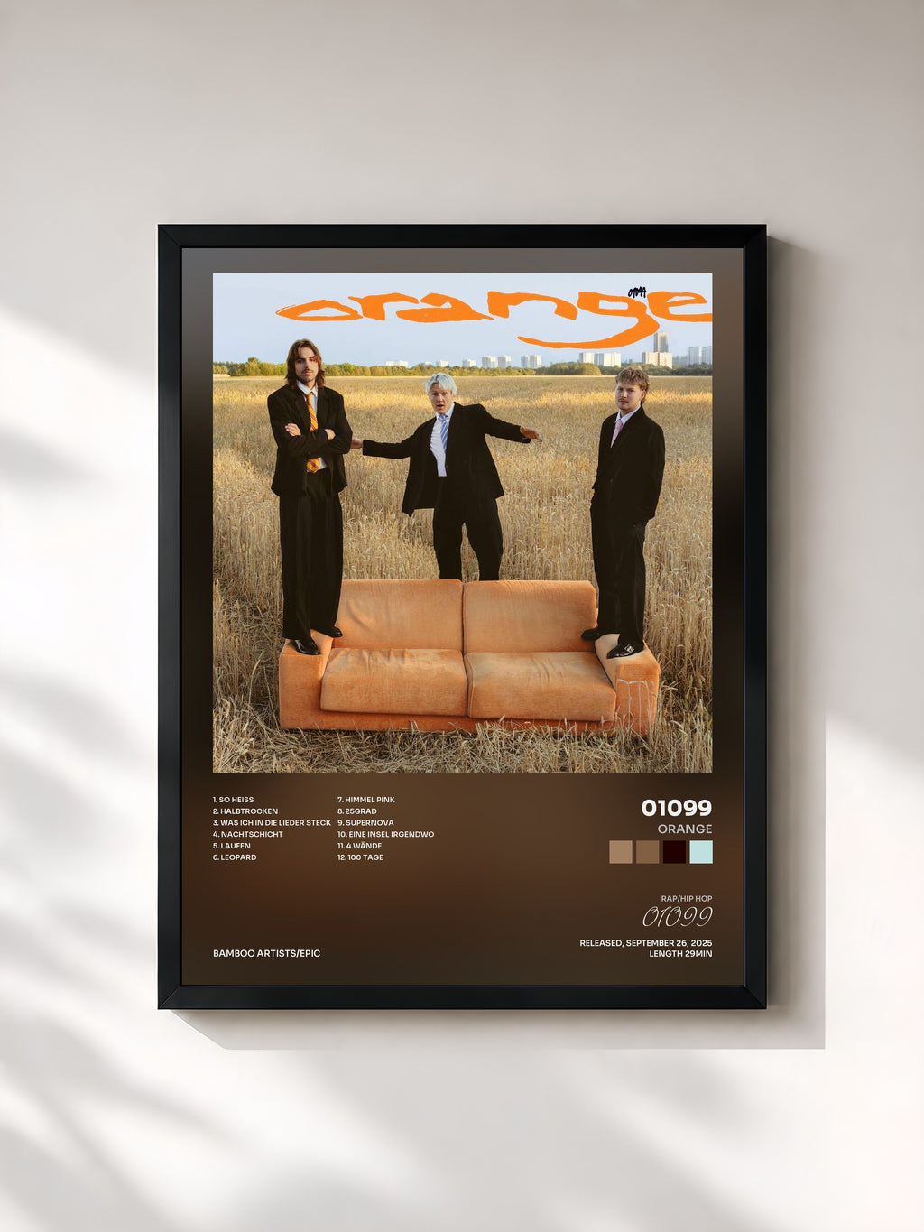 #noir Tableau de l'album orange de 01099, cadre noir, imprimé et encadré en France