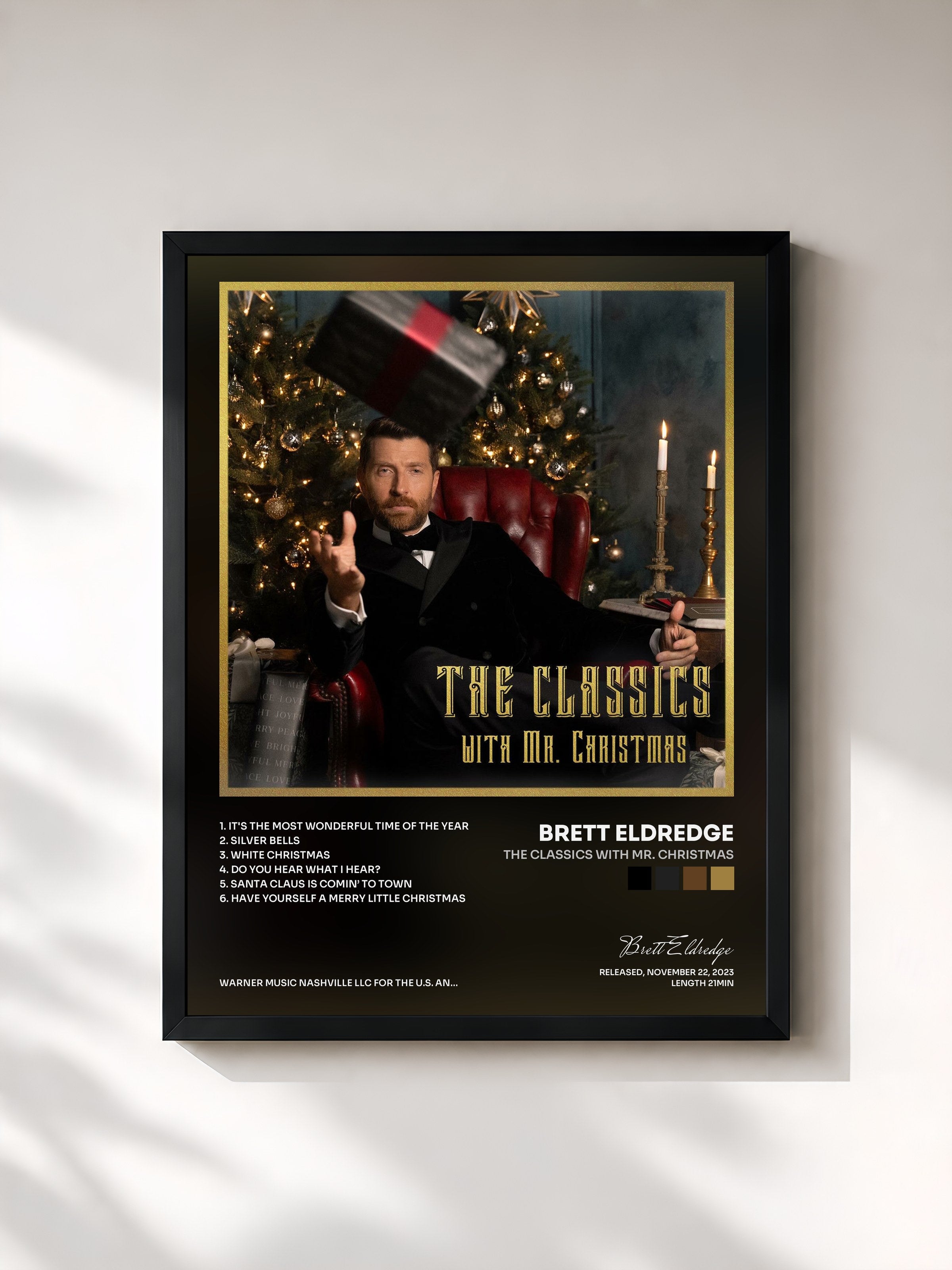 #noir Tableau de l'album The Classics with Mr. Christmas de Brett Eldredge, cadre noir, imprimé et encadré en France