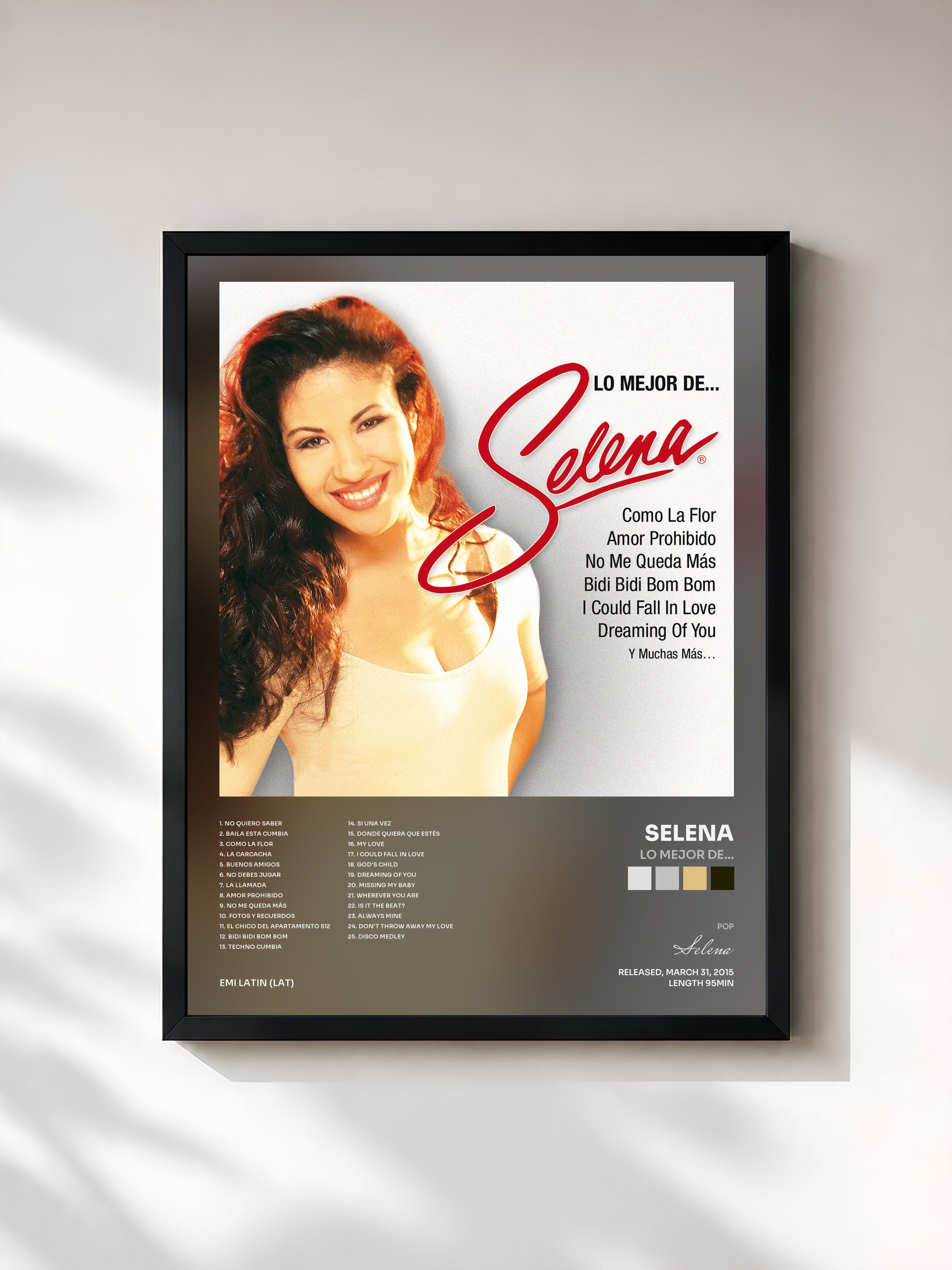 #noir Tableau de l'album Lo Mejor De… de Selena, cadre noir, imprimé et encadré en France
