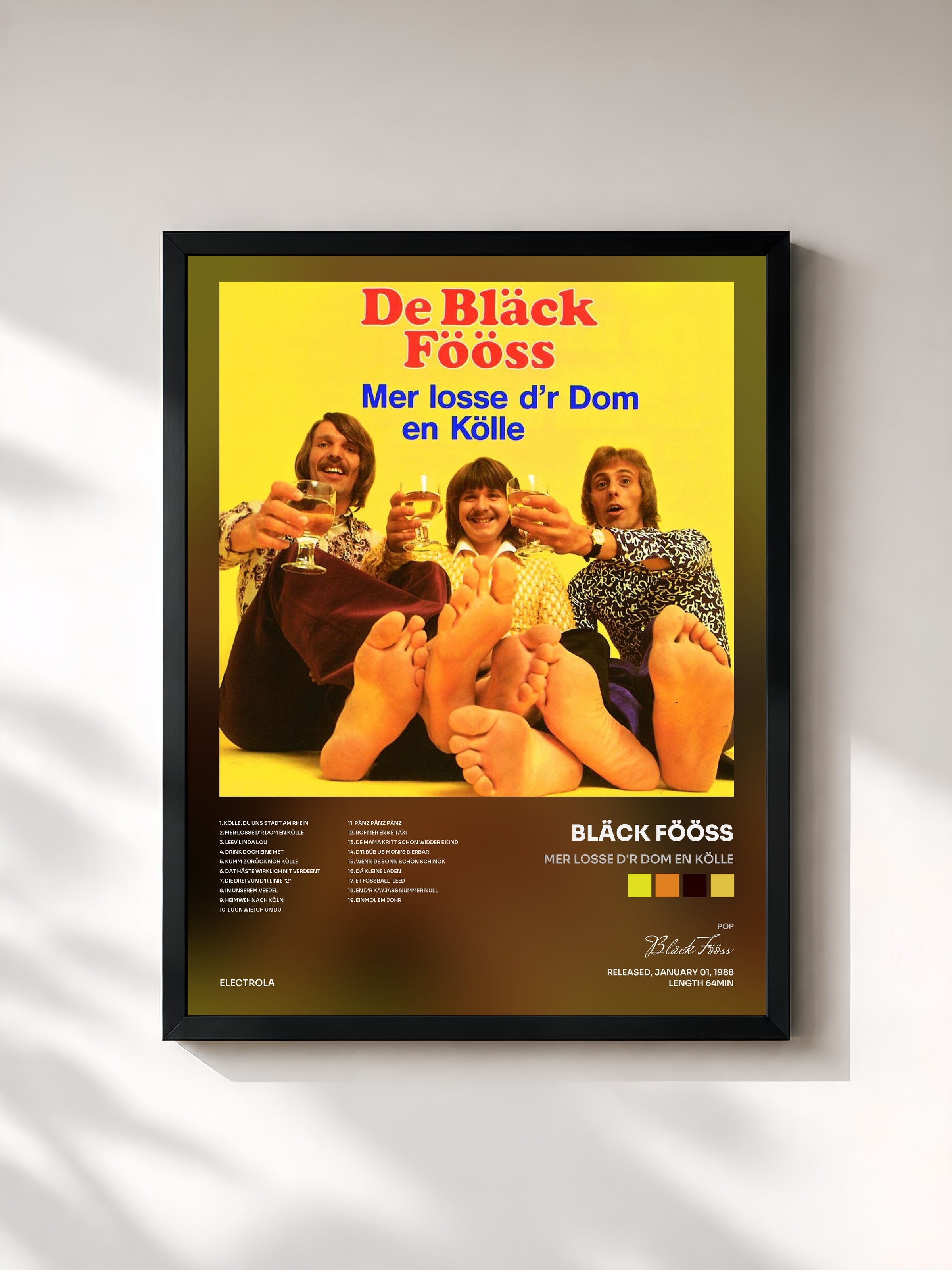 #noir Tableau de l'album Mer losse d'r Dom en Kölle de Bläck Fööss, cadre noir, imprimé et encadré en France