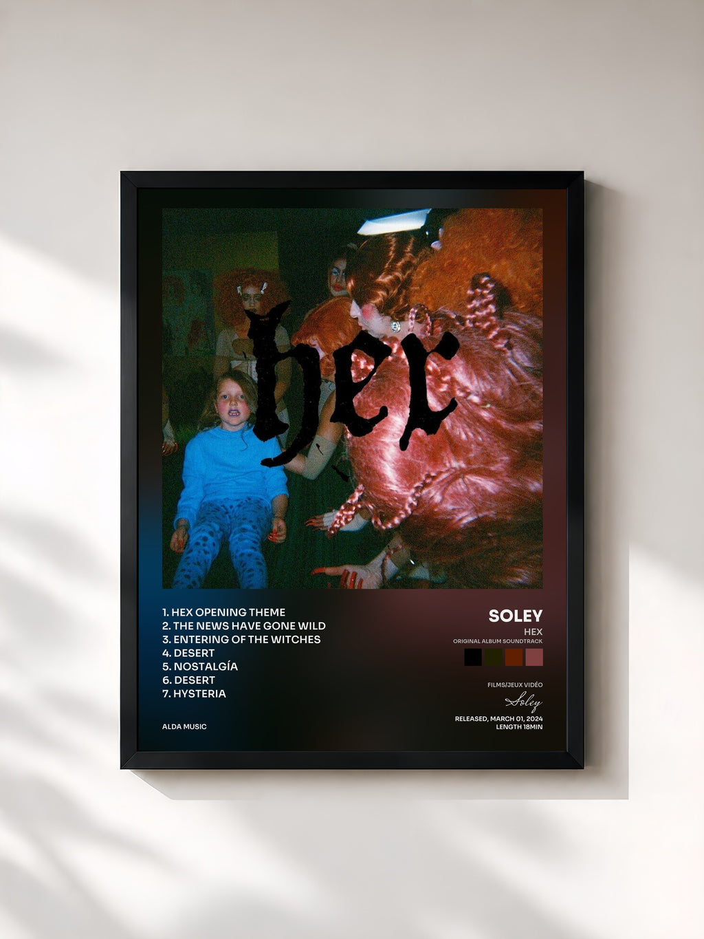 #noir Tableau de l'album HEX (original album soundtrack) de Soley, cadre noir, imprimé et encadré en France