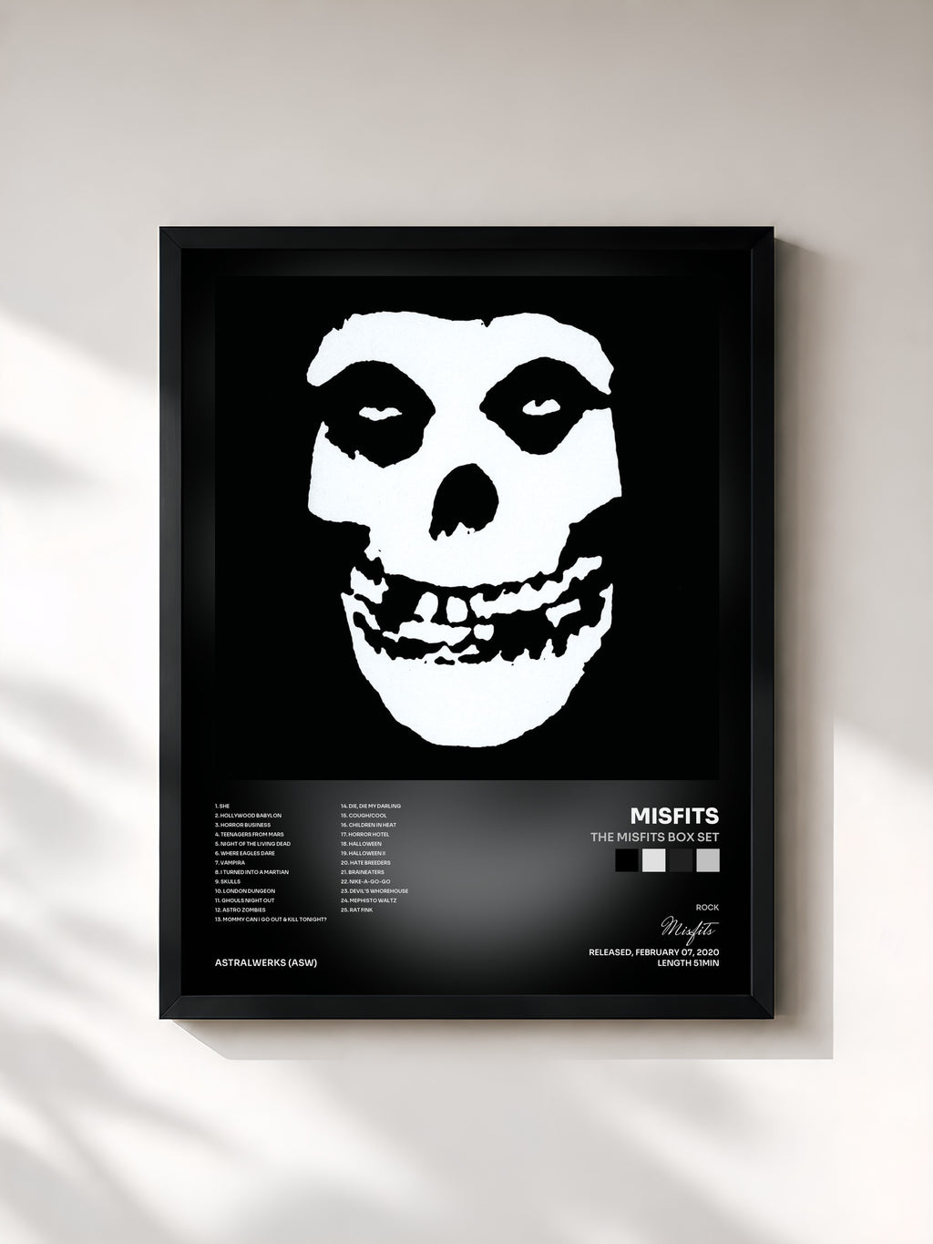 #noir Tableau de l'album The Misfits Box Set de Misfits, cadre noir, imprimé et encadré en France