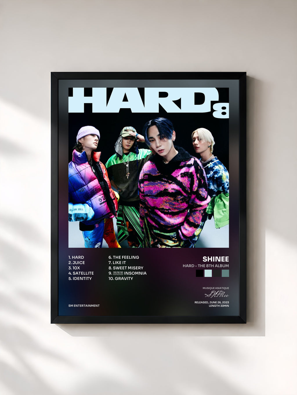 #noir Tableau de l'album HARD - The 8th Album de SHINee, cadre noir, imprimé et encadré en France