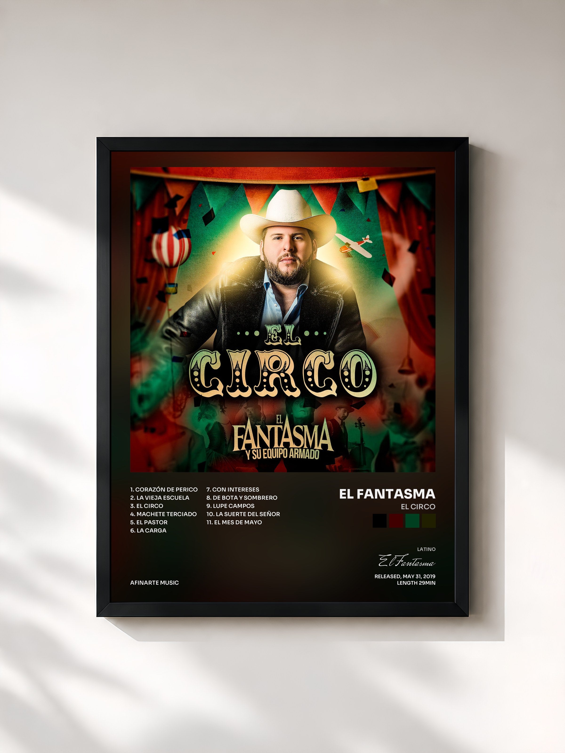 #noir Tableau de l'album El Circo de El Fantasma, cadre noir, imprimé et encadré en France