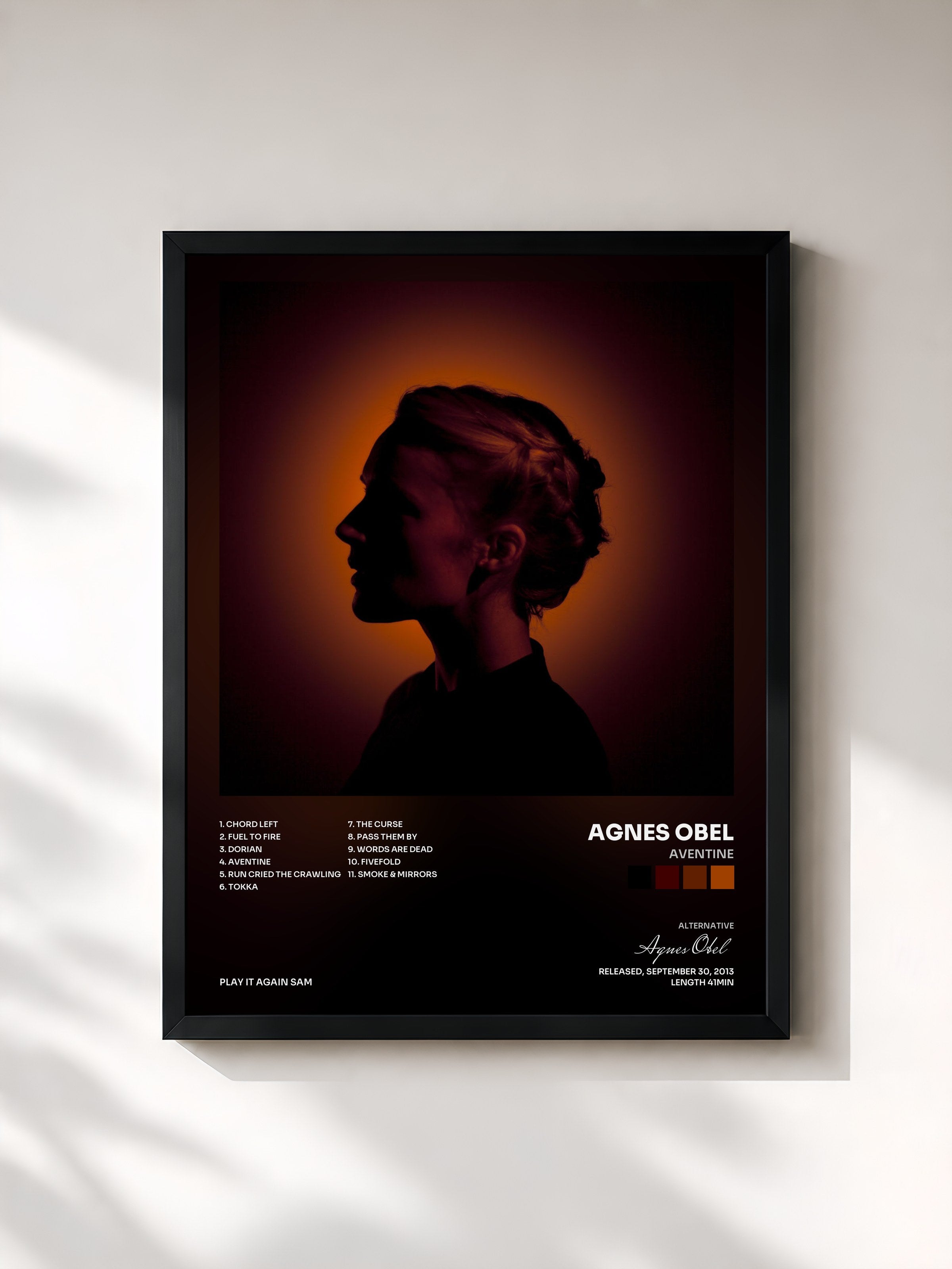 #noir Tableau de l'album Aventine de Agnes Obel, cadre noir, imprimé et encadré en France