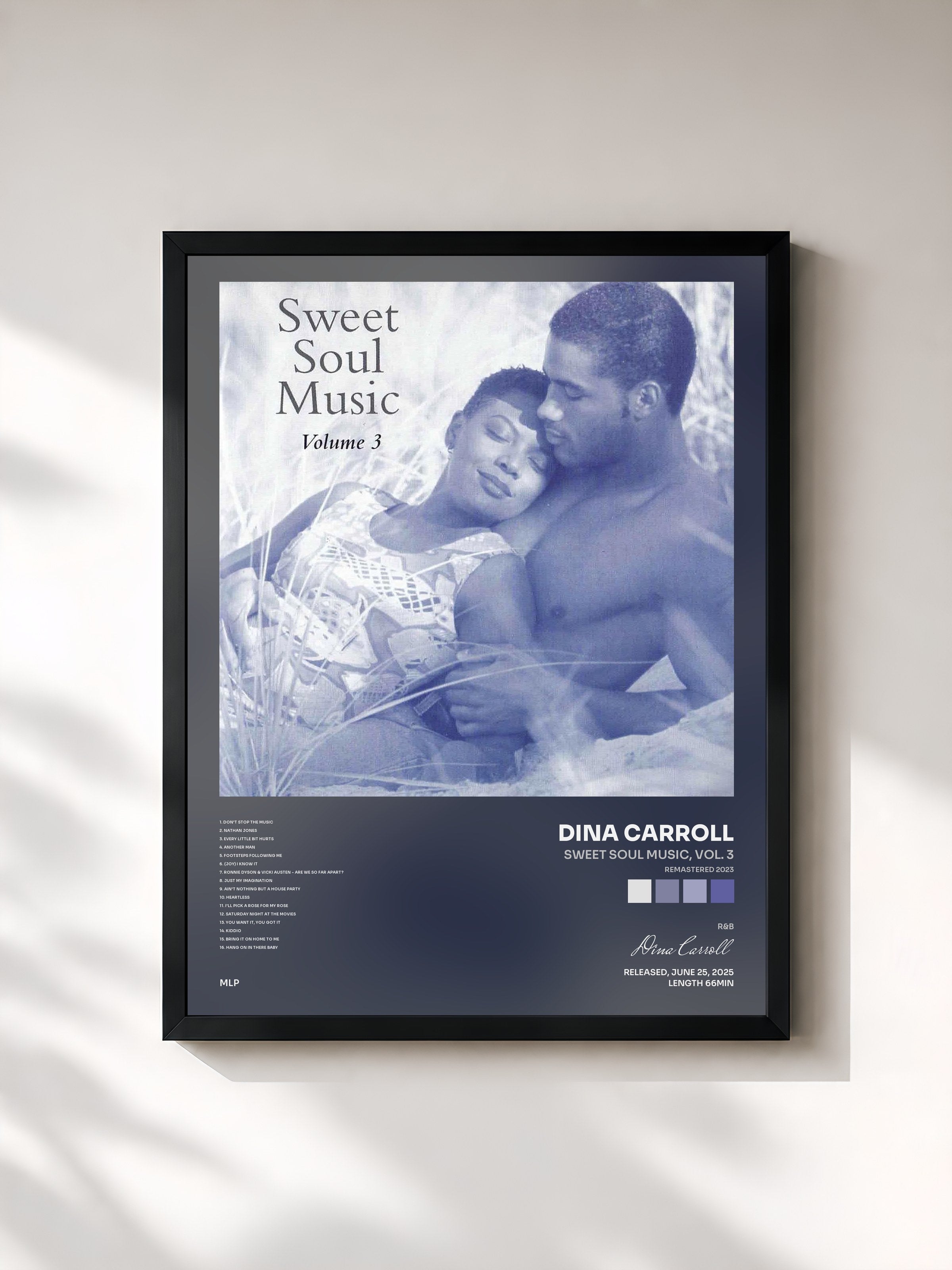 #noir Tableau de l'album Sweet Soul Music, Vol. 3 (REMASTERED 2023) de Dina Carroll, cadre noir, imprimé et encadré en France