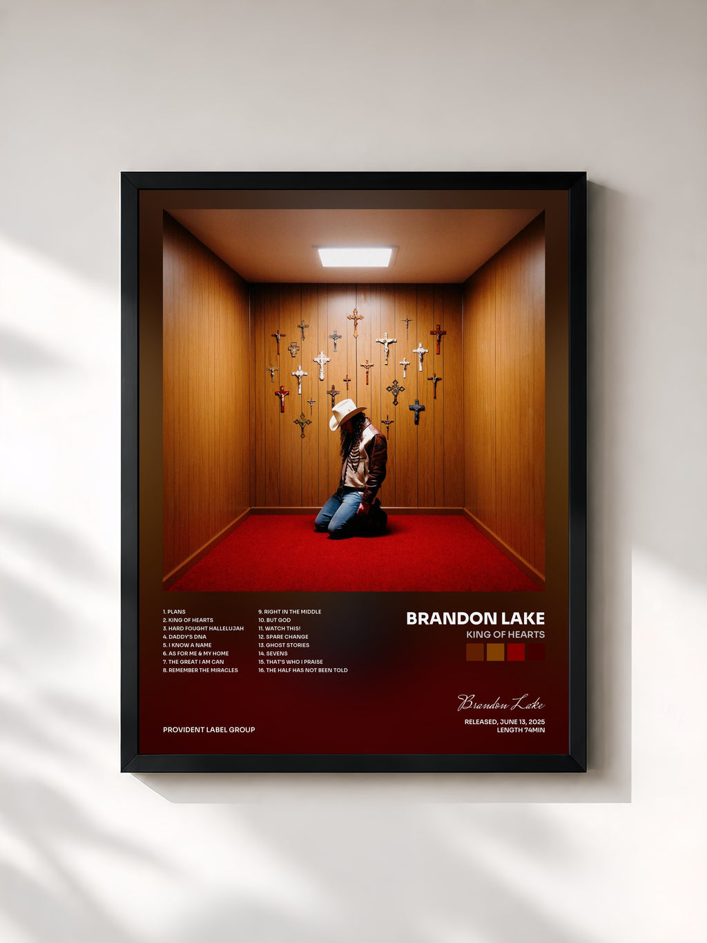 #noir Tableau de l'album King Of Hearts de Brandon Lake, cadre noir, imprimé et encadré en France