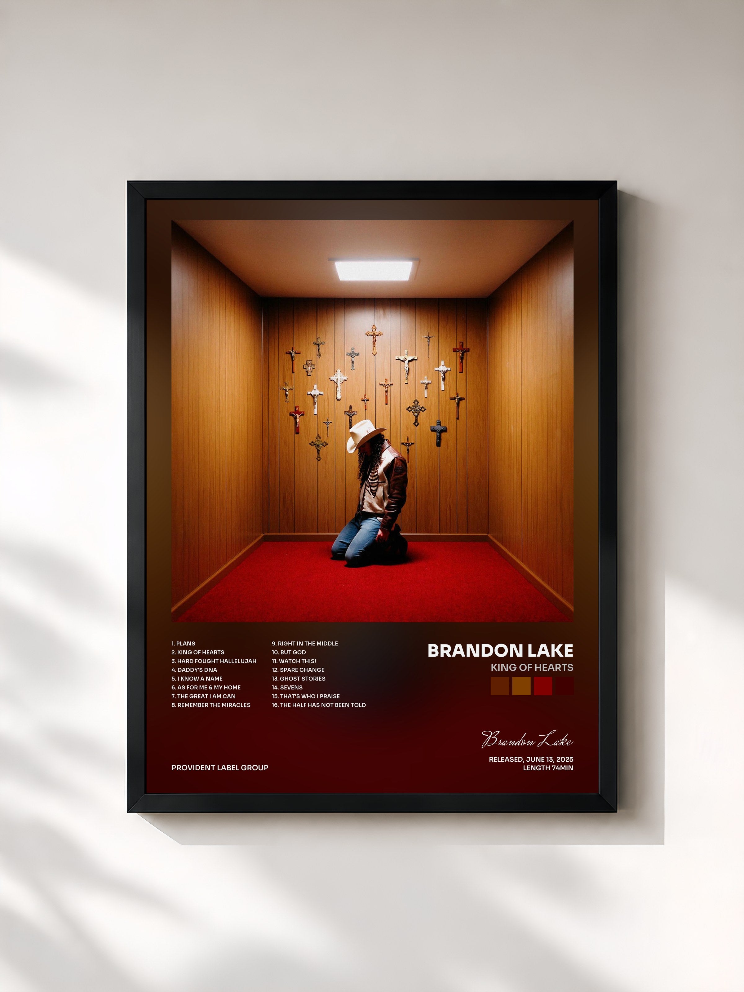 #noir Tableau de l'album King Of Hearts de Brandon Lake, cadre noir, imprimé et encadré en France