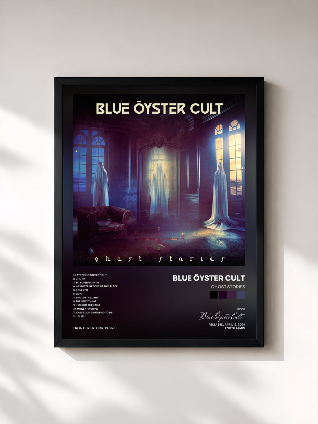 #noir Tableau de l'album Ghost Stories de Blue Öyster Cult, cadre noir, imprimé et encadré en France