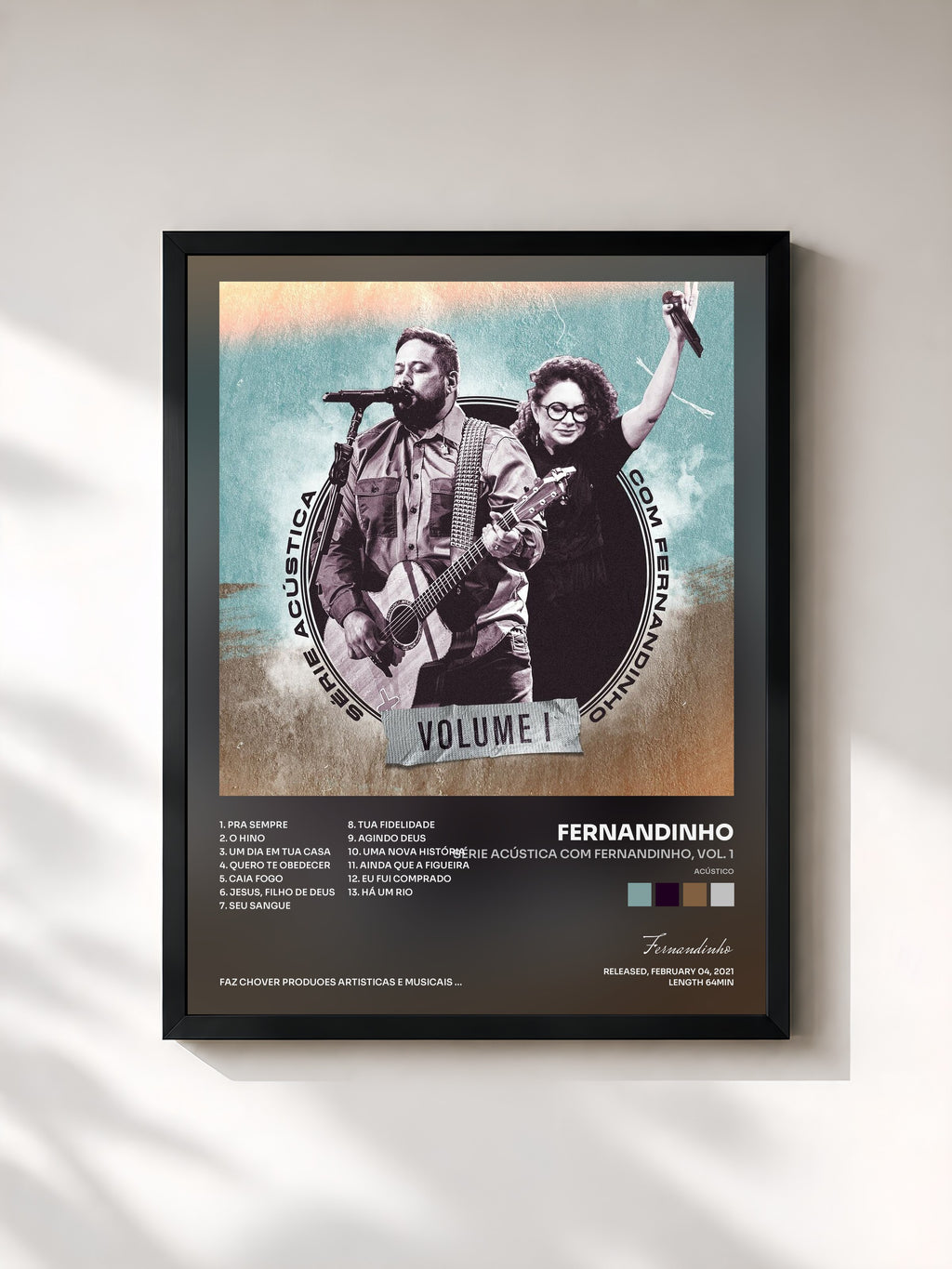 #noir Tableau de l'album Série Acústica Com Fernandinho, Vol. 1 (Acústico) de Fernandinho, cadre noir, imprimé et encadré en France