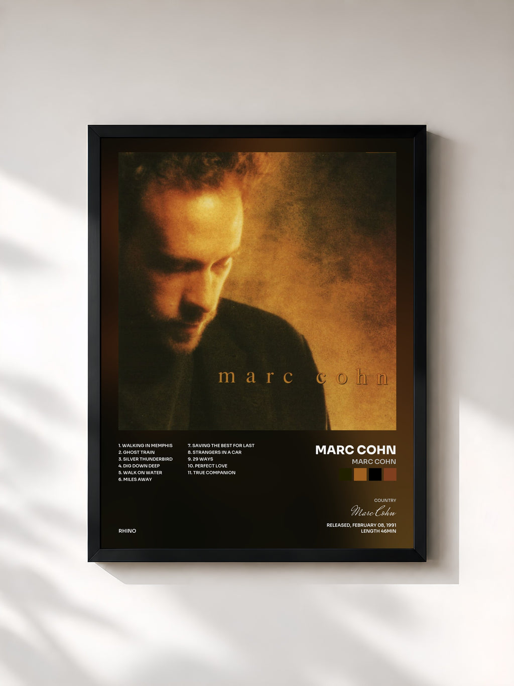 #noir Tableau de l'album Marc Cohn de Marc Cohn, cadre noir, imprimé et encadré en France