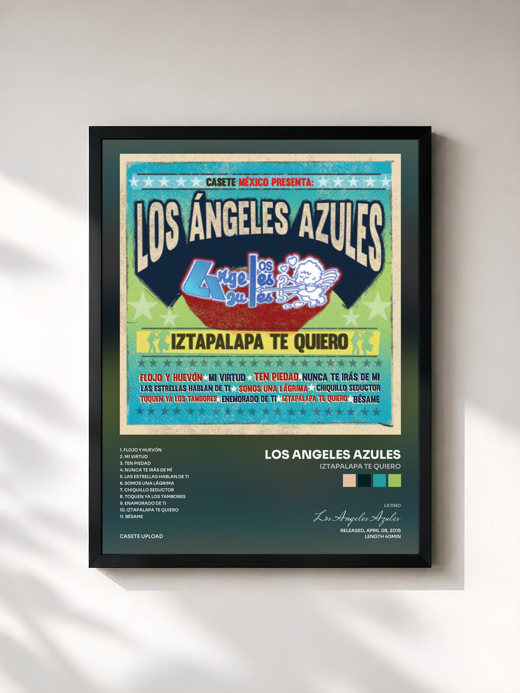 #noir Tableau de l'album Iztapalapa Te Quiero de Los Angeles Azules, cadre noir, imprimé et encadré en France