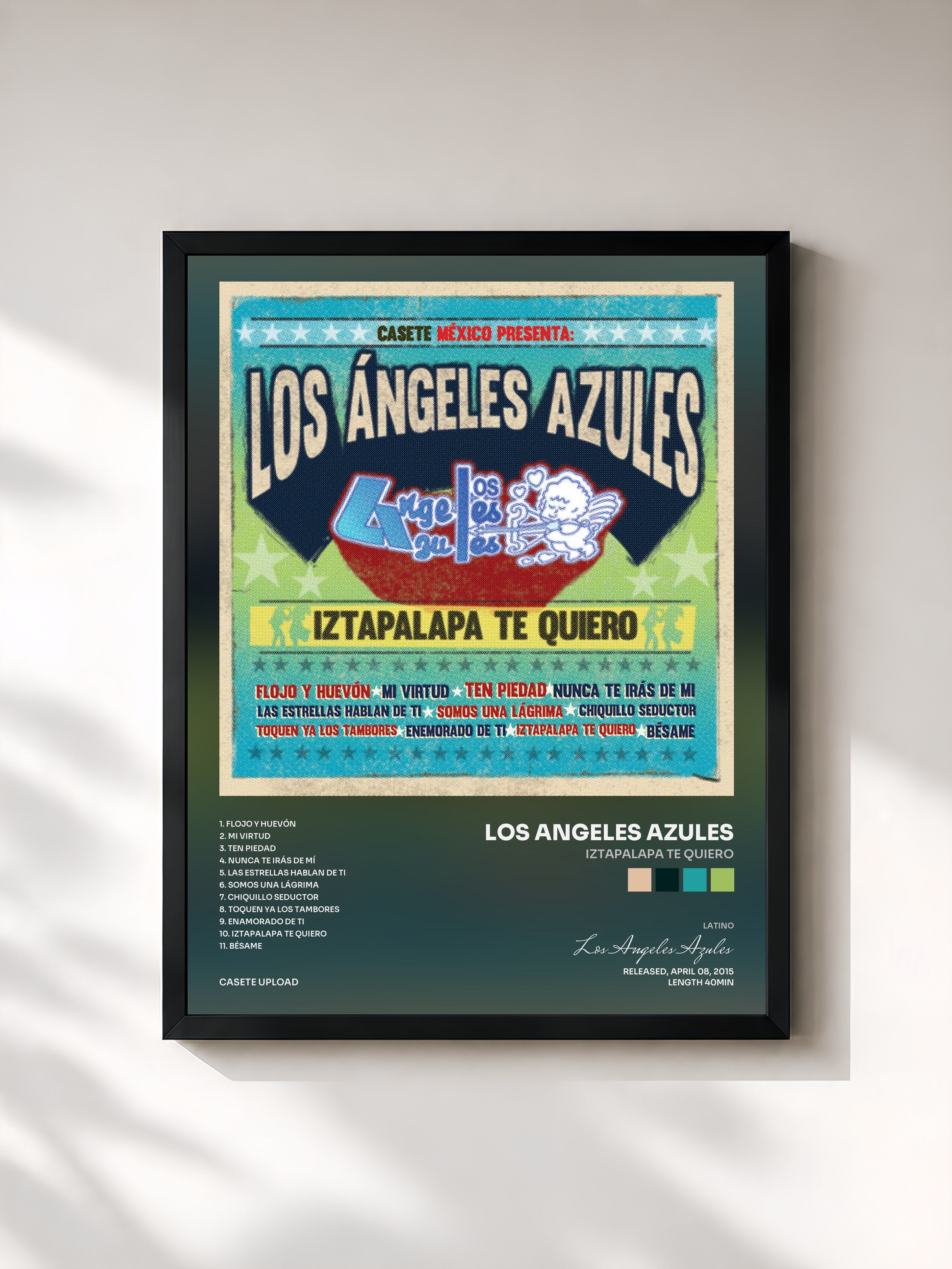 #noir Tableau de l'album Iztapalapa Te Quiero de Los Angeles Azules, cadre noir, imprimé et encadré en France