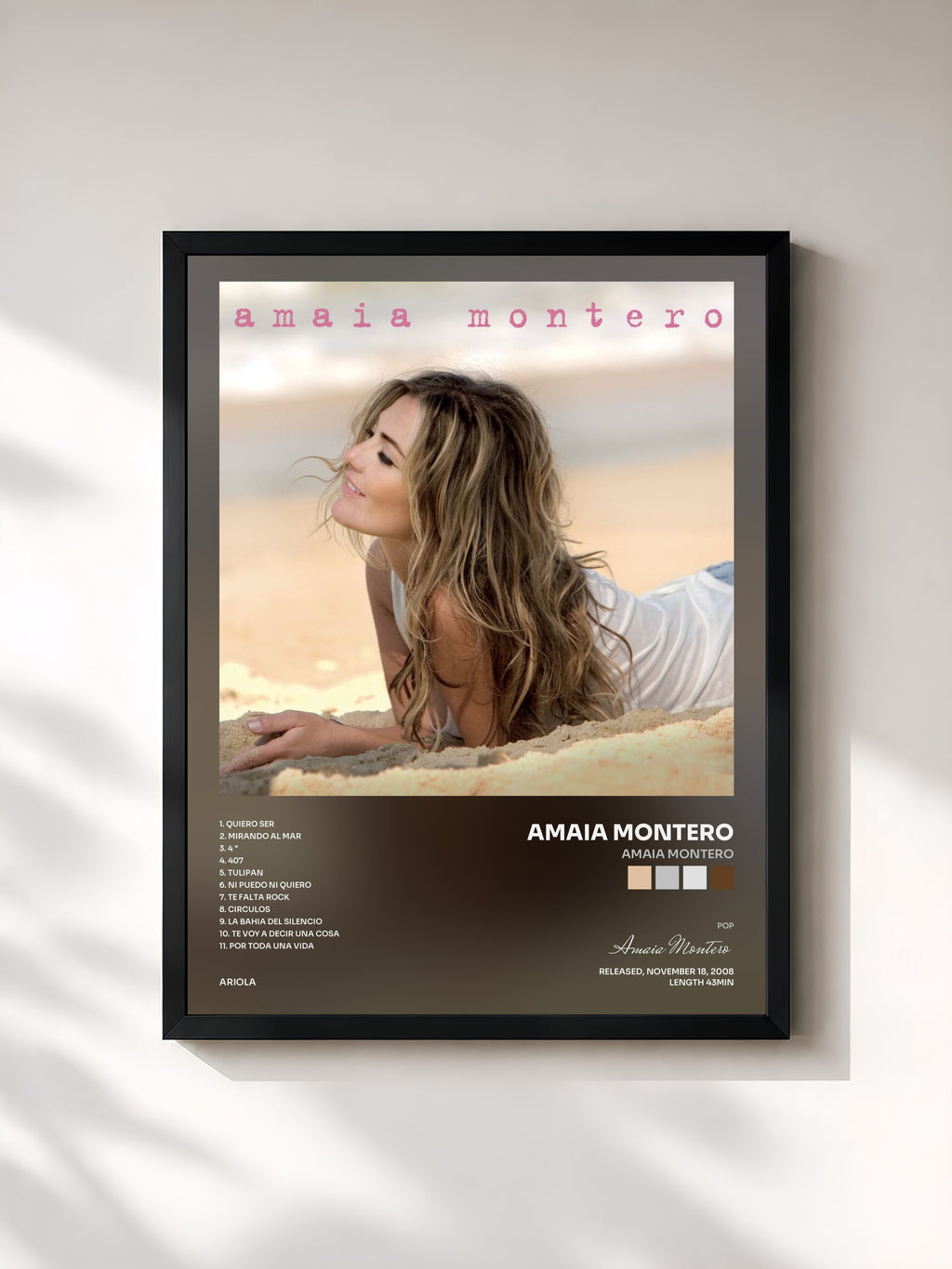 #noir Tableau de l'album Amaia Montero de Amaia Montero, cadre noir, imprimé et encadré en France