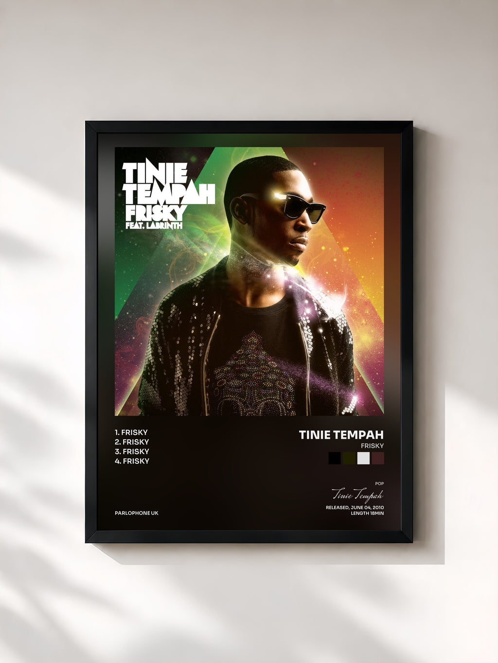 #noir Tableau de l'album Frisky de Tinie Tempah, cadre noir, imprimé et encadré en France