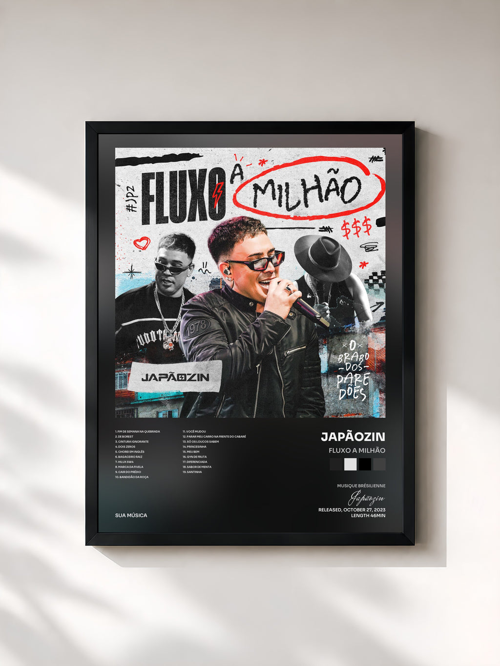 #noir Tableau de l'album Fluxo a Milhão de Japãozin, cadre noir, imprimé et encadré en France