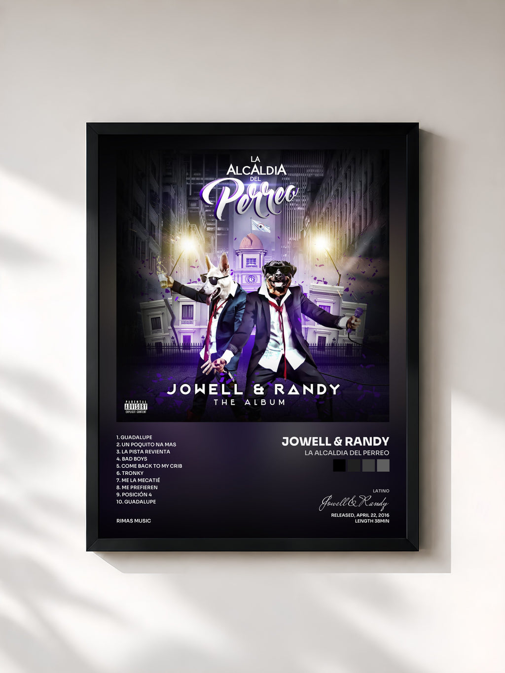 #noir La Alcaldia Del Perreo di Jowell & Randy in stampa incorniciata, cornice nera, stampata e incorniciata in Francia