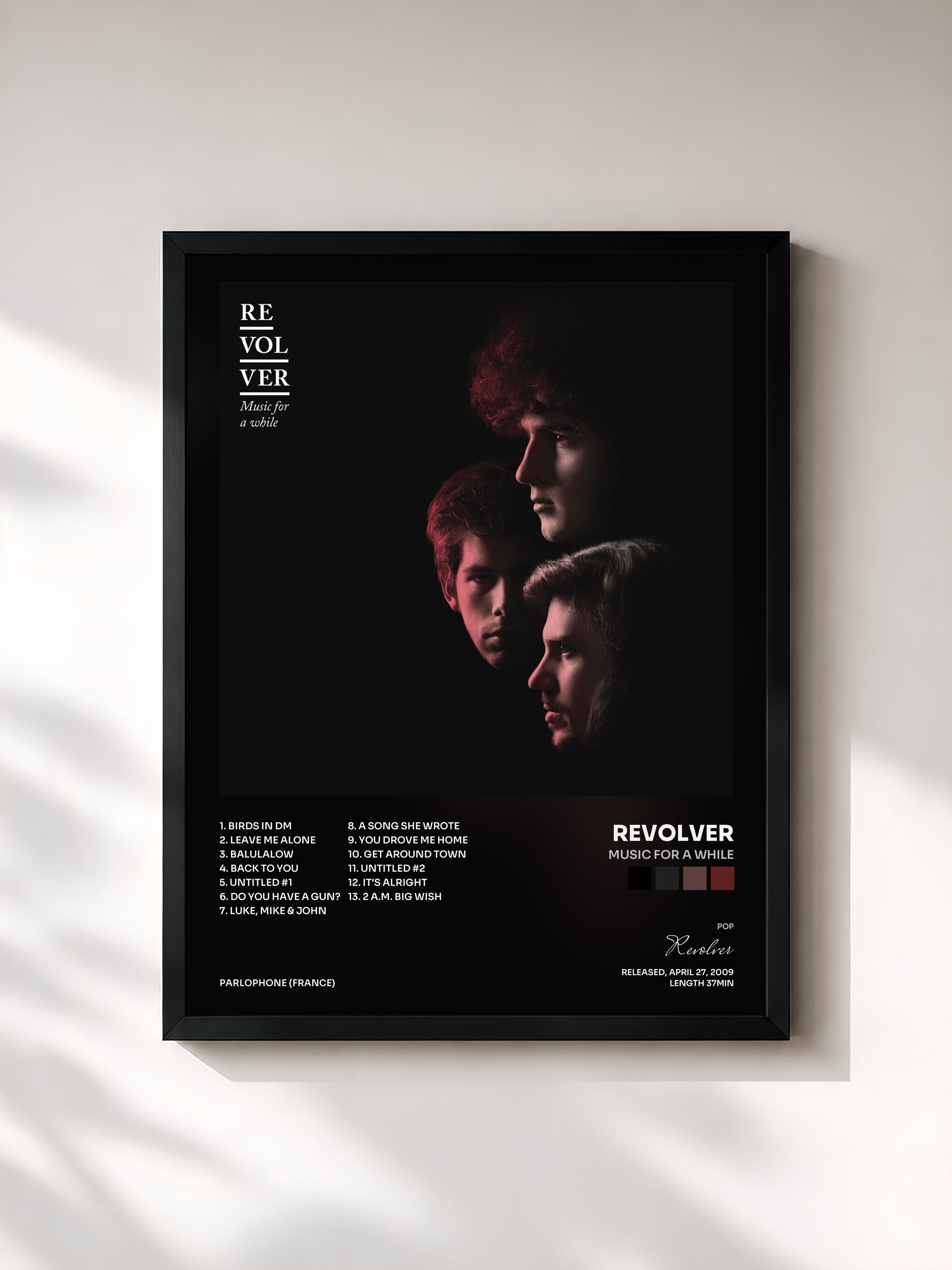 #noir Tableau de l'album Music For A While de Revolver, cadre noir, imprimé et encadré en France