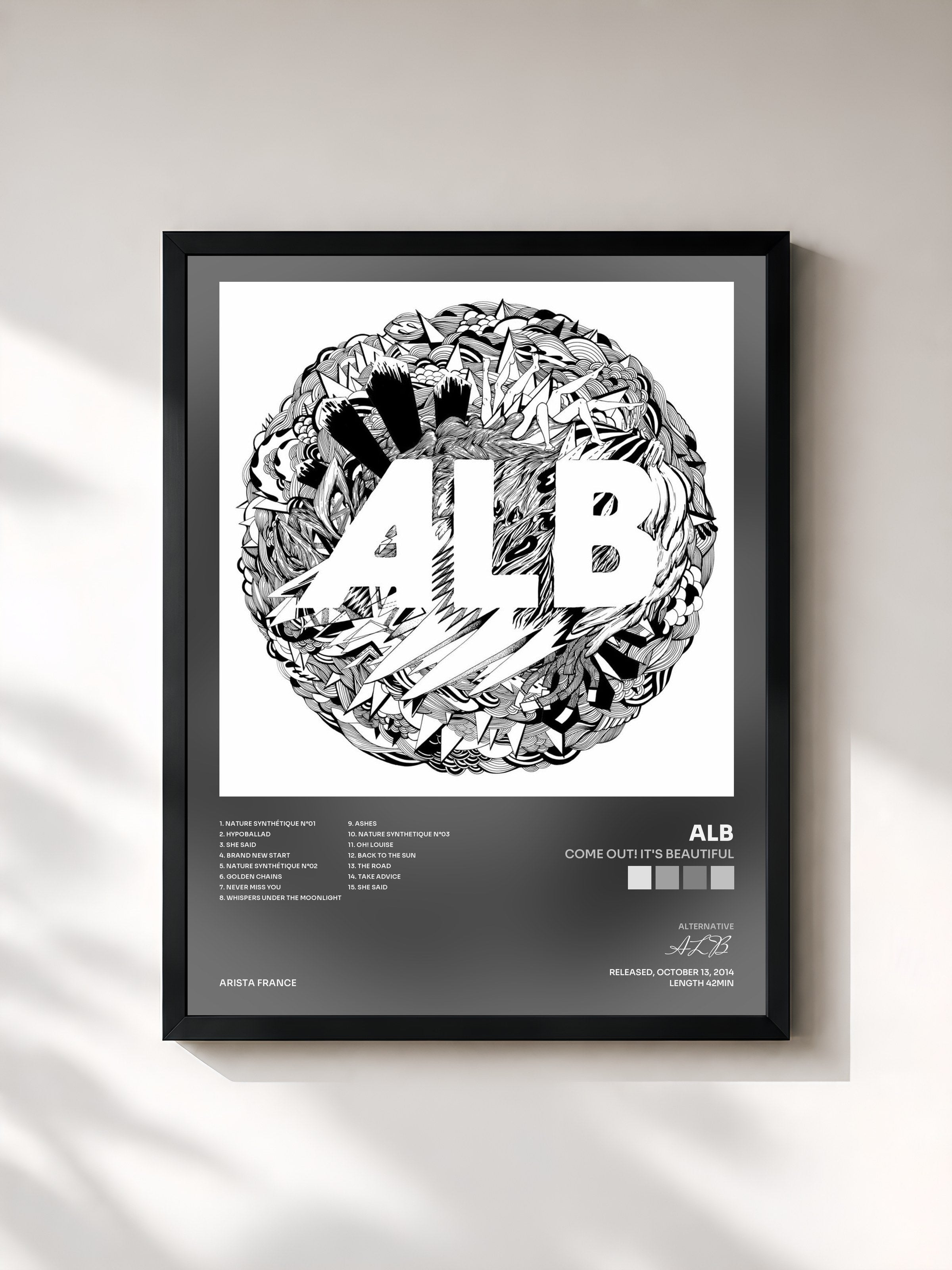 #noir Tableau de l'album Come Out! It's Beautiful de ALB, cadre noir, imprimé et encadré en France
