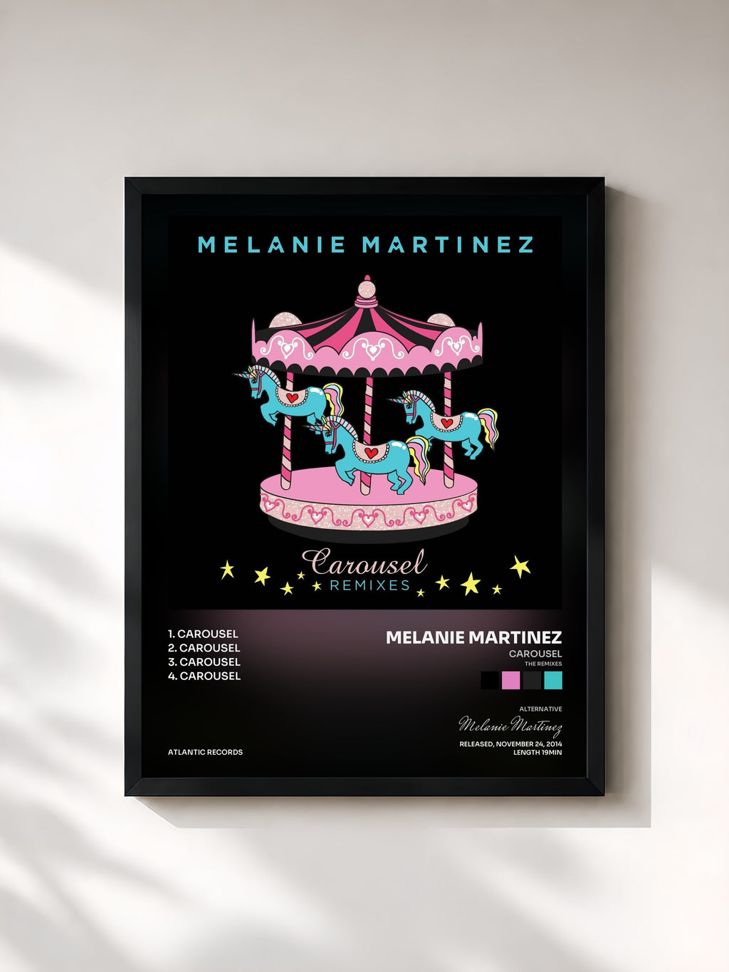 #noir Tableau de l'album Carousel (The Remixes) de Melanie Martinez, cadre noir, imprimé et encadré en France