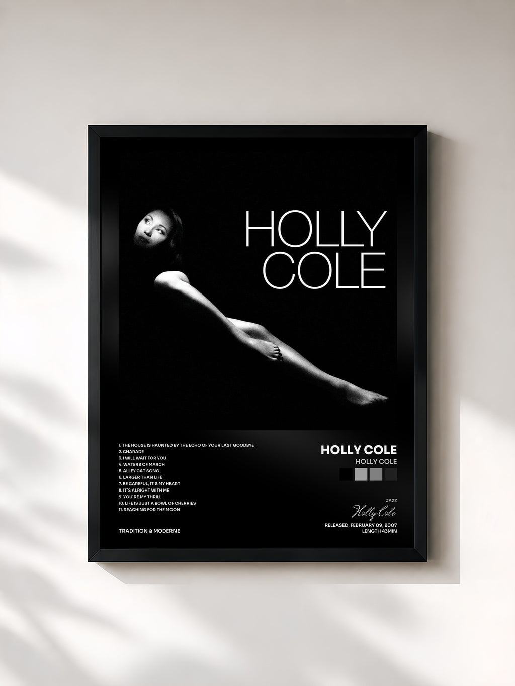 #noir Tableau de l'album Holly Cole de Holly Cole, cadre noir, imprimé et encadré en France