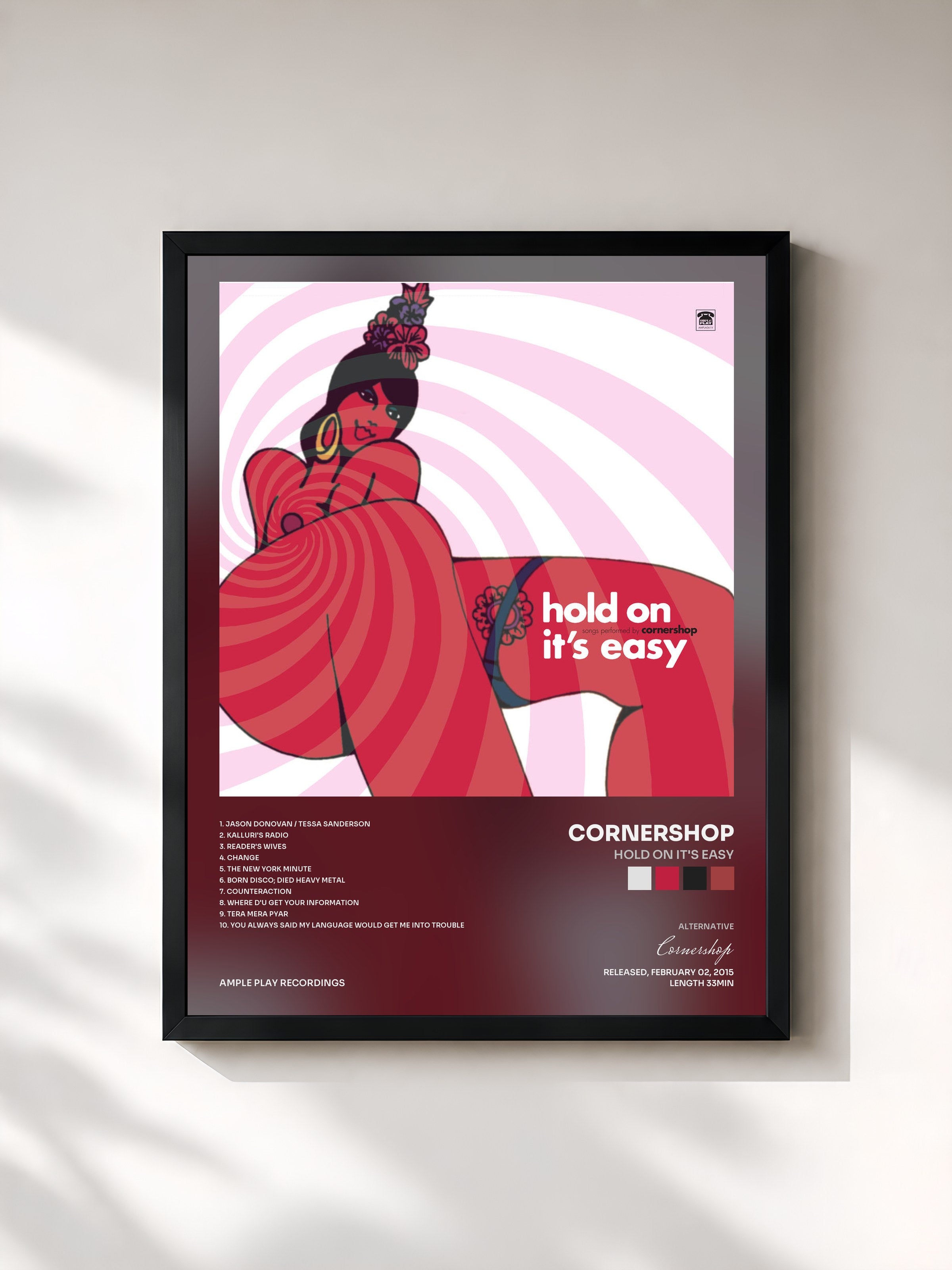 #noir Tableau de l'album Hold on It's Easy de Cornershop, cadre noir, imprimé et encadré en France