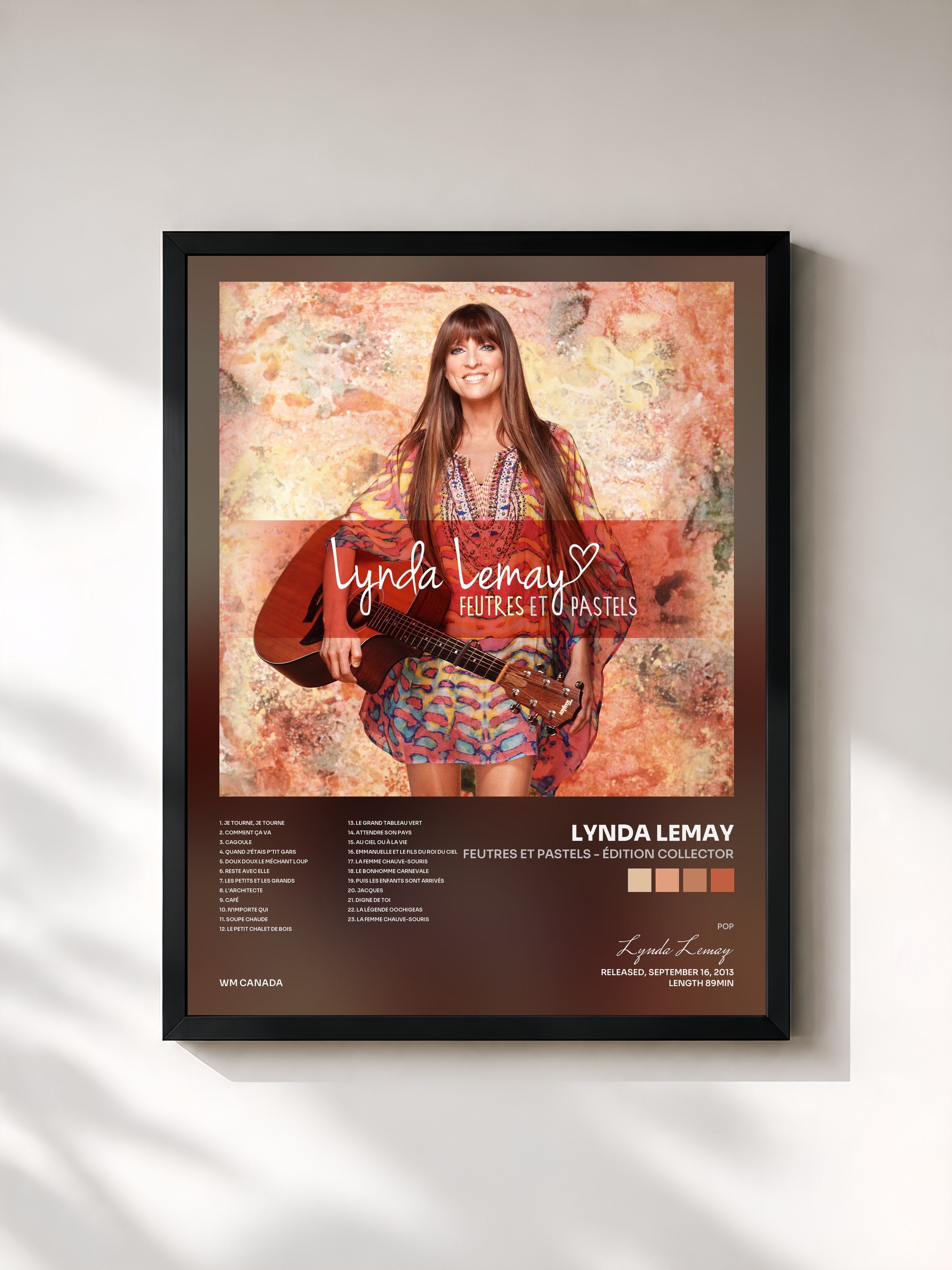 #noir Tableau de l'album Feutres et pastels - Édition collector de Lynda Lemay, cadre noir, imprimé et encadré en France
