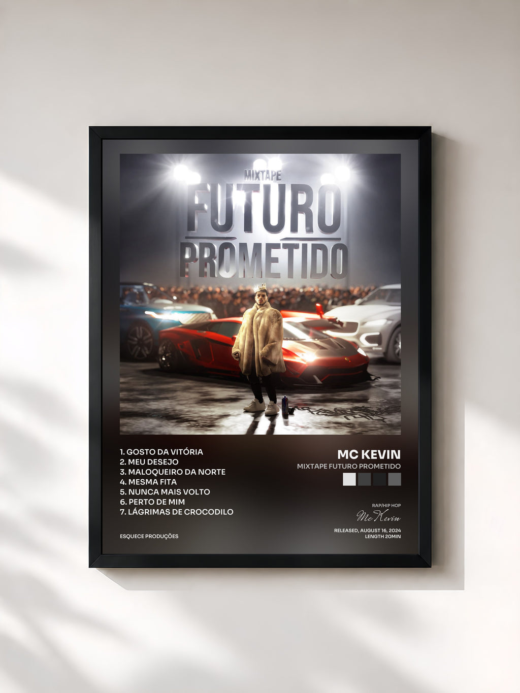 #noir Tableau de l'album MIXTAPE FUTURO PROMETIDO de Mc Kevin, cadre noir, imprimé et encadré en France