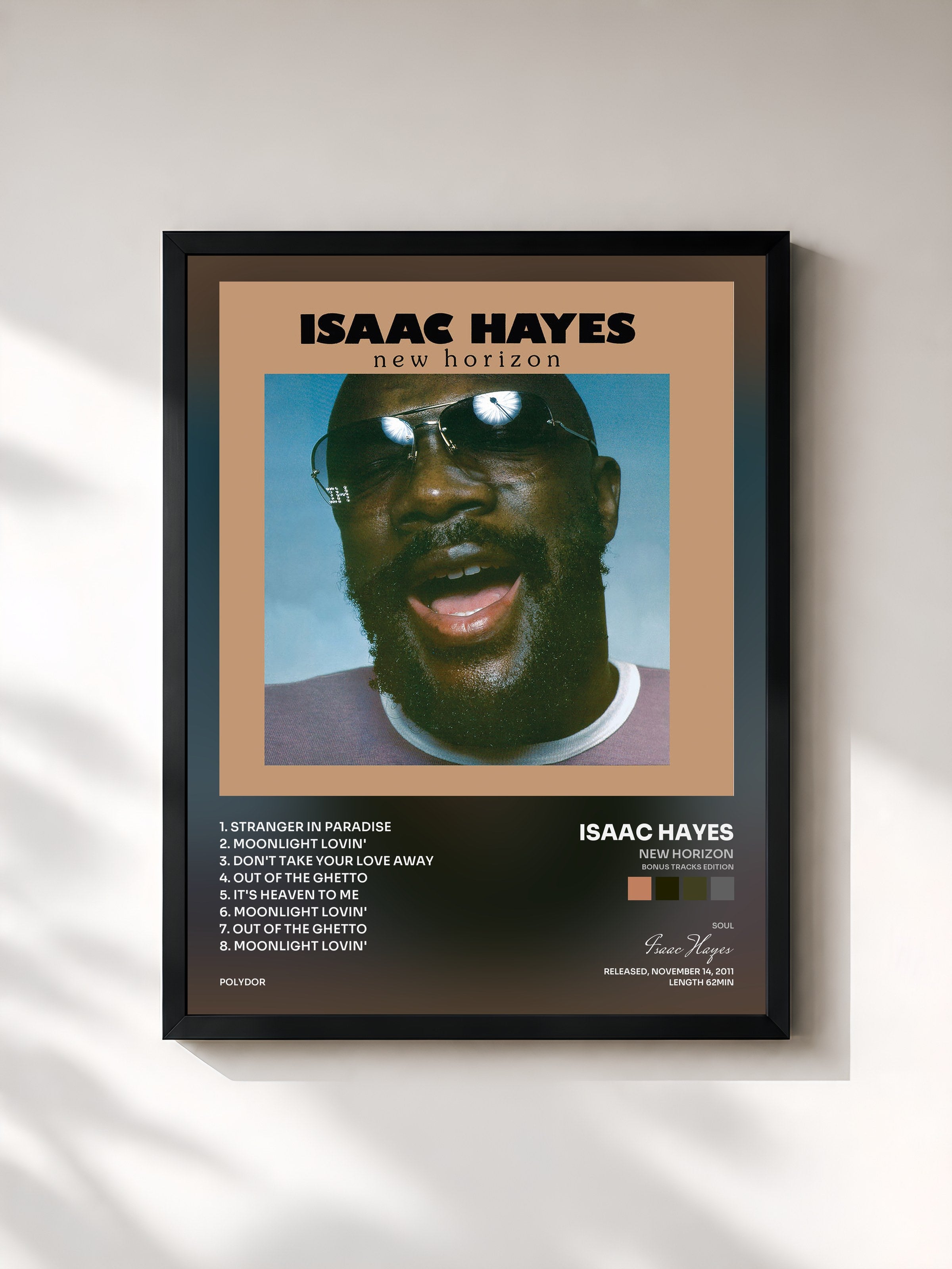 #noir Tableau de l'album New Horizon (Bonus Tracks Edition) de Isaac Hayes, cadre noir, imprimé et encadré en France