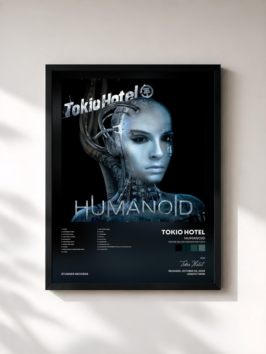 #noir Tableau de l'album Humanoid (Online Deluxe Version Deutsch) de Tokio Hotel, cadre noir, imprimé et encadré en France
