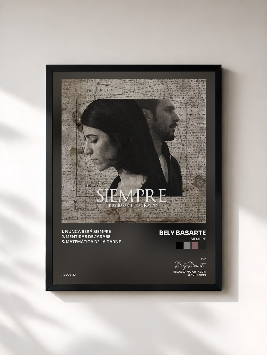 #noir Tableau de l'album Siempre de Bely Basarte, cadre noir, imprimé et encadré en France