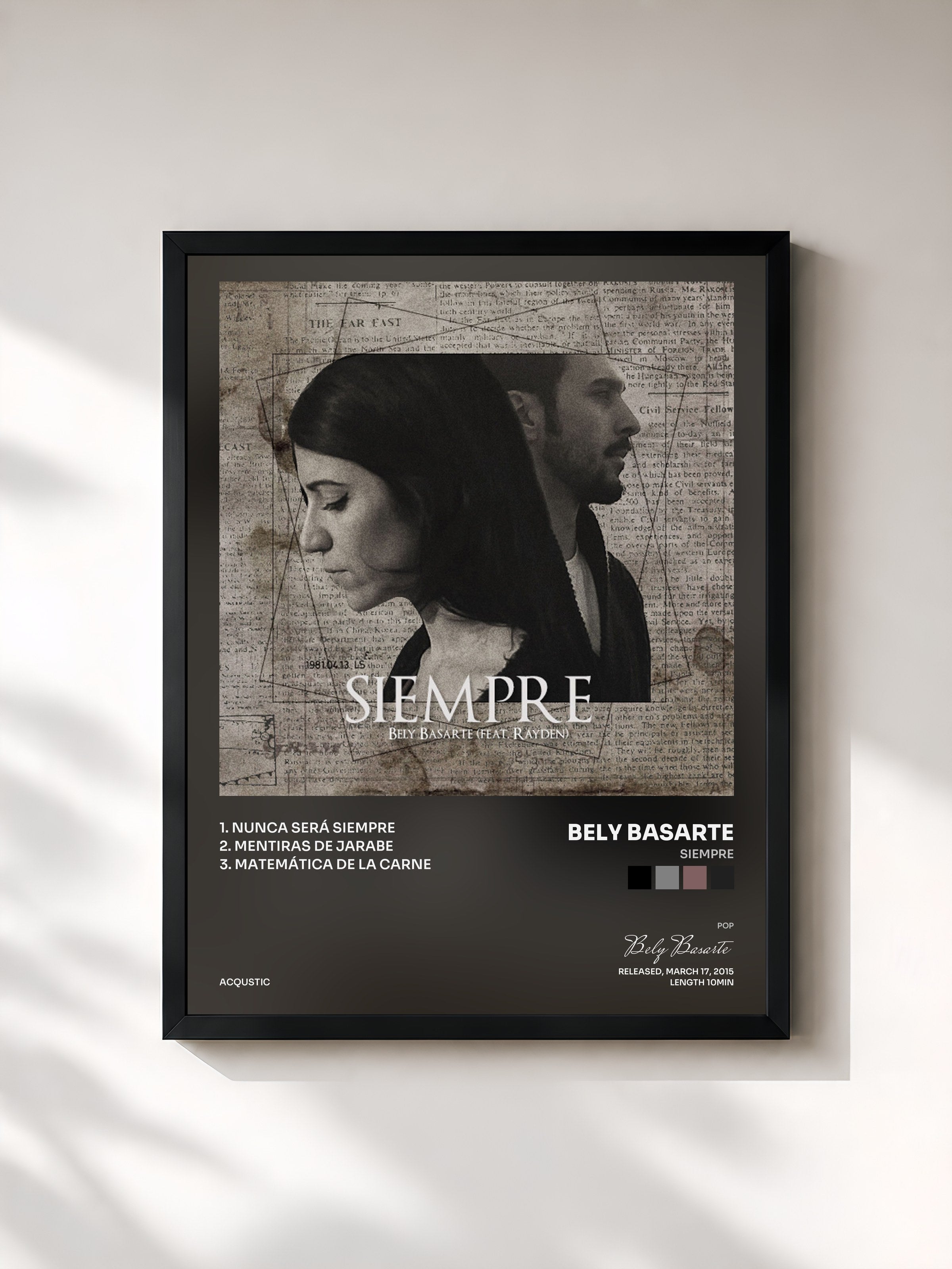#noir Tableau de l'album Siempre de Bely Basarte, cadre noir, imprimé et encadré en France