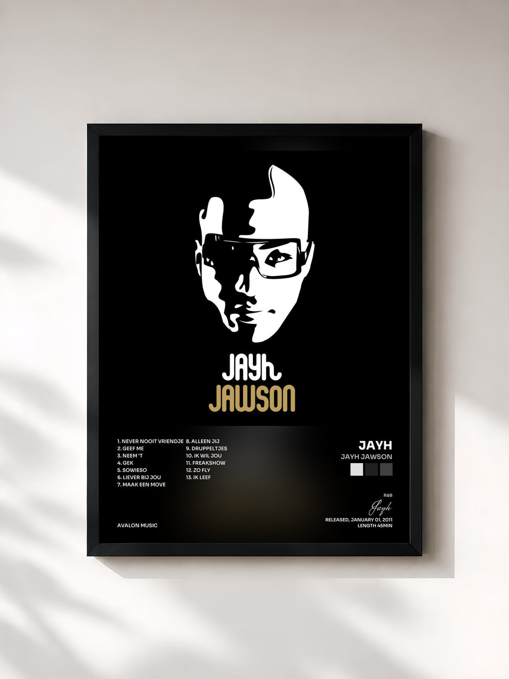 #noir Tableau de l'album Jayh Jawson de Jayh, cadre noir, imprimé et encadré en France