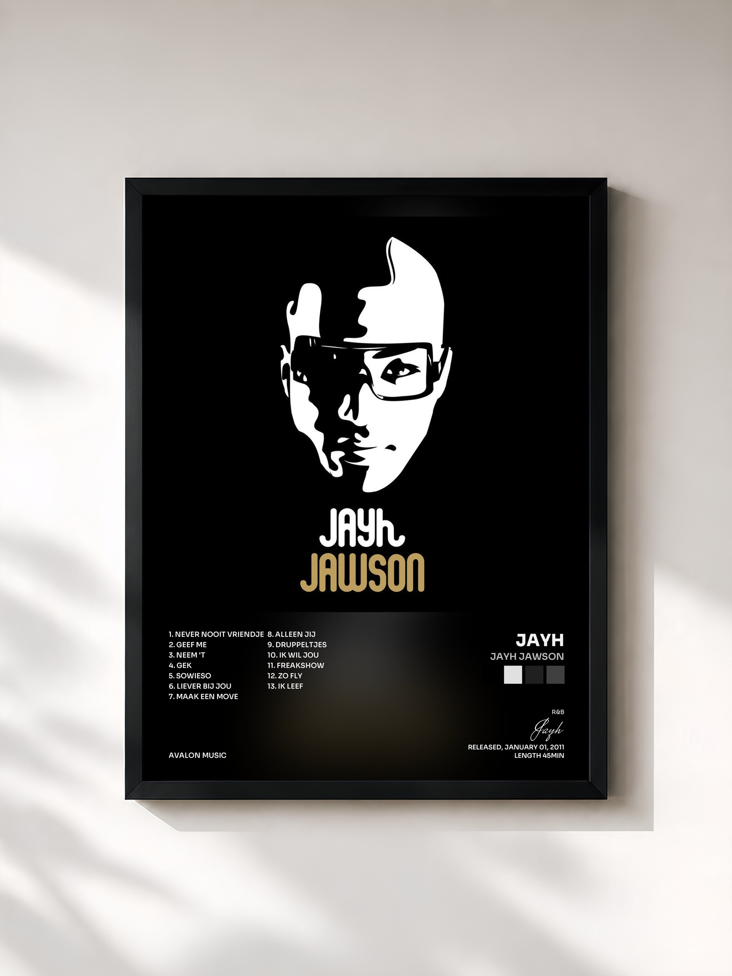 #noir Tableau de l'album Jayh Jawson de Jayh, cadre noir, imprimé et encadré en France