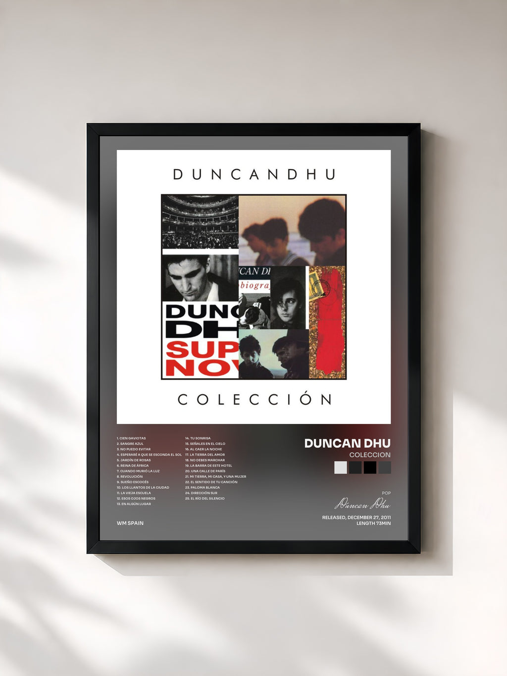 #noir Tableau de l'album Coleccion de Duncan Dhu, cadre noir, imprimé et encadré en France