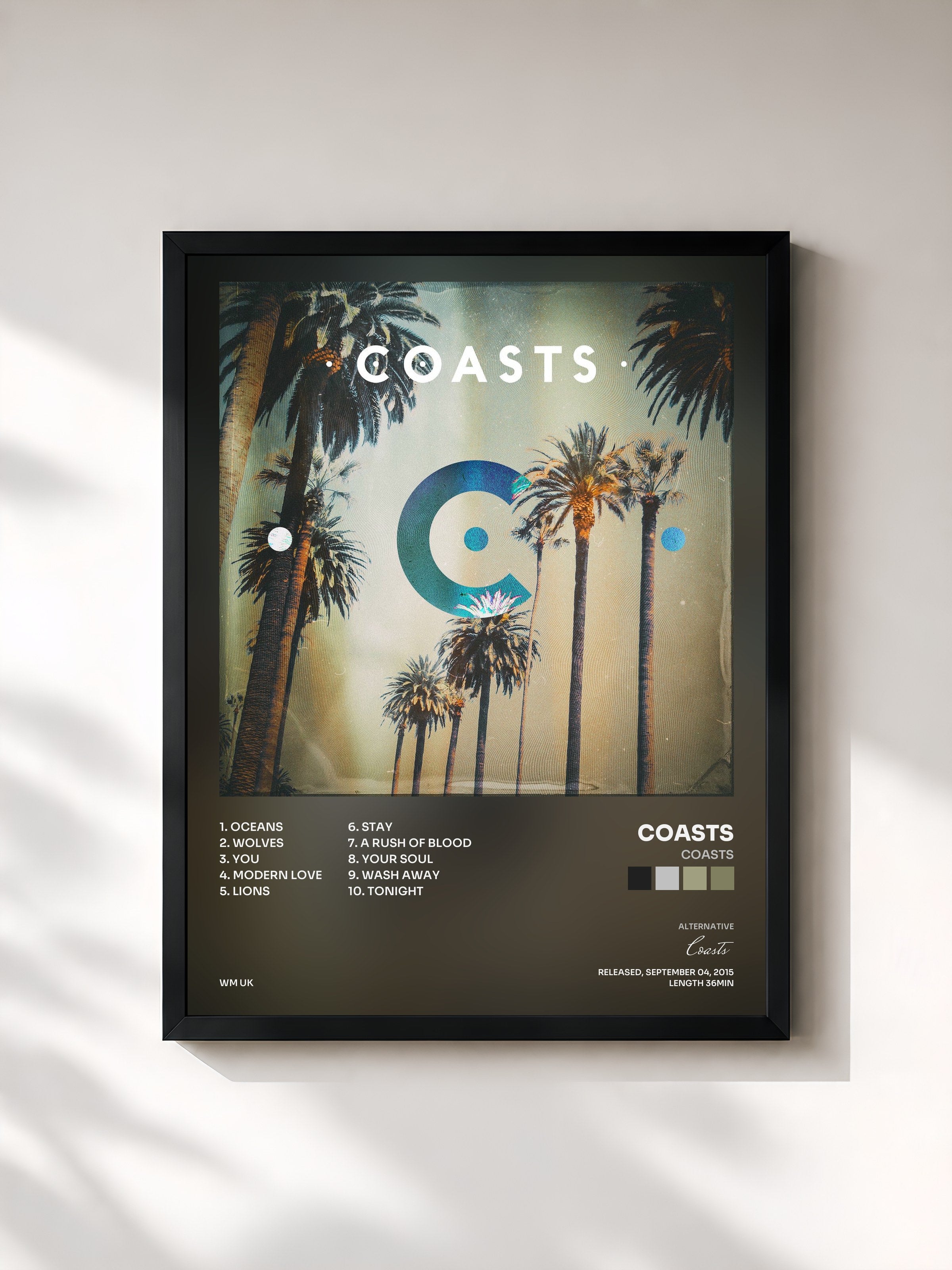 #noir Tableau de l'album Coasts de Coasts, cadre noir, imprimé et encadré en France