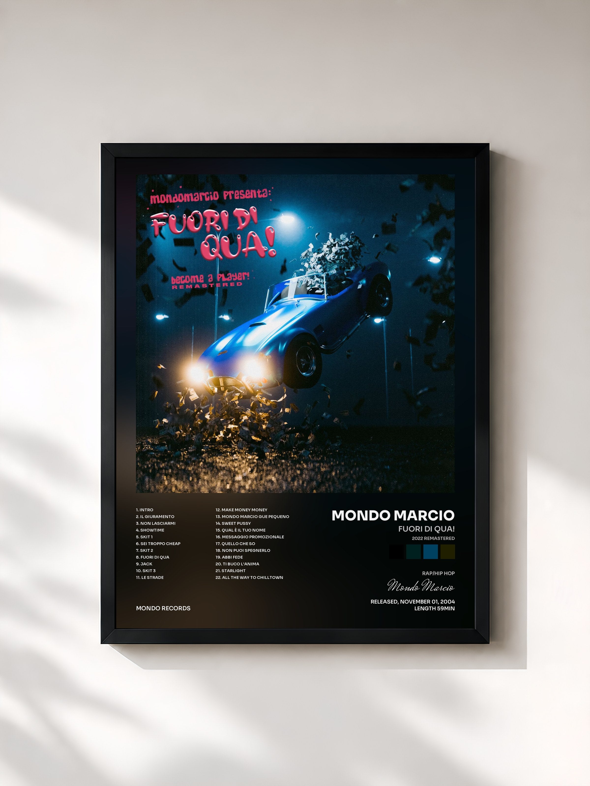 #noir Tableau de l'album Fuori di qua! (2022 Remastered) de Mondo Marcio, cadre noir, imprimé et encadré en France