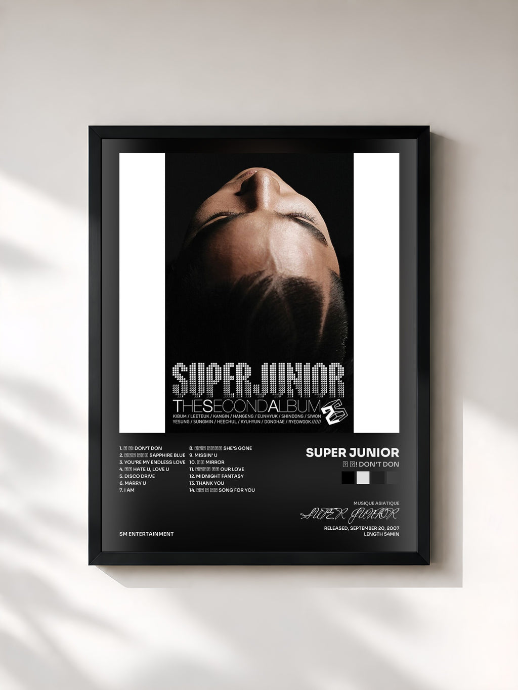 #noir Tableau de l'album 돈 돈! Don't Don de SUPER JUNIOR, cadre noir, imprimé et encadré en France