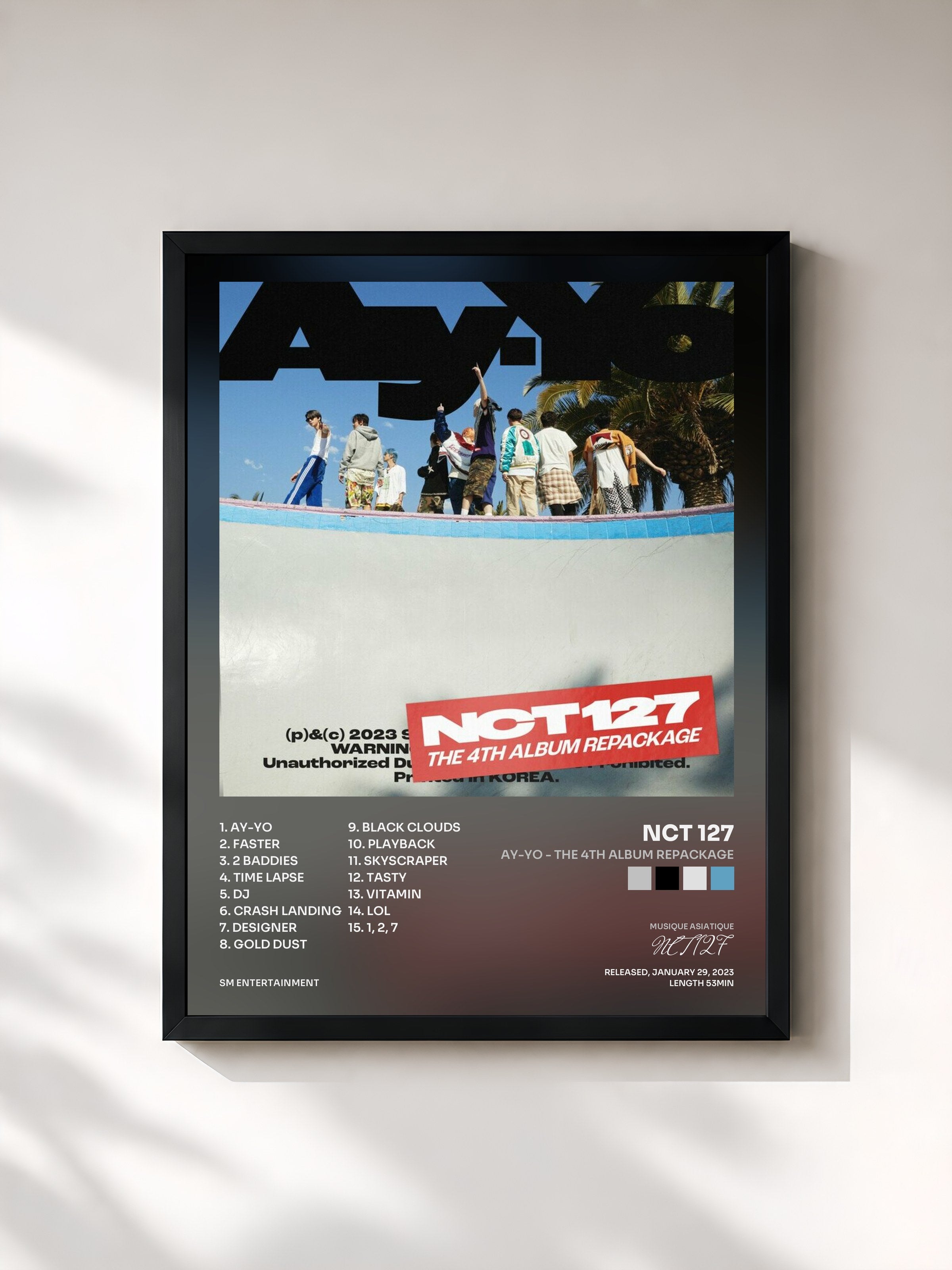 #noir Tableau de l'album Ay-Yo - The 4th Album Repackage de NCT 127, cadre noir, imprimé et encadré en France