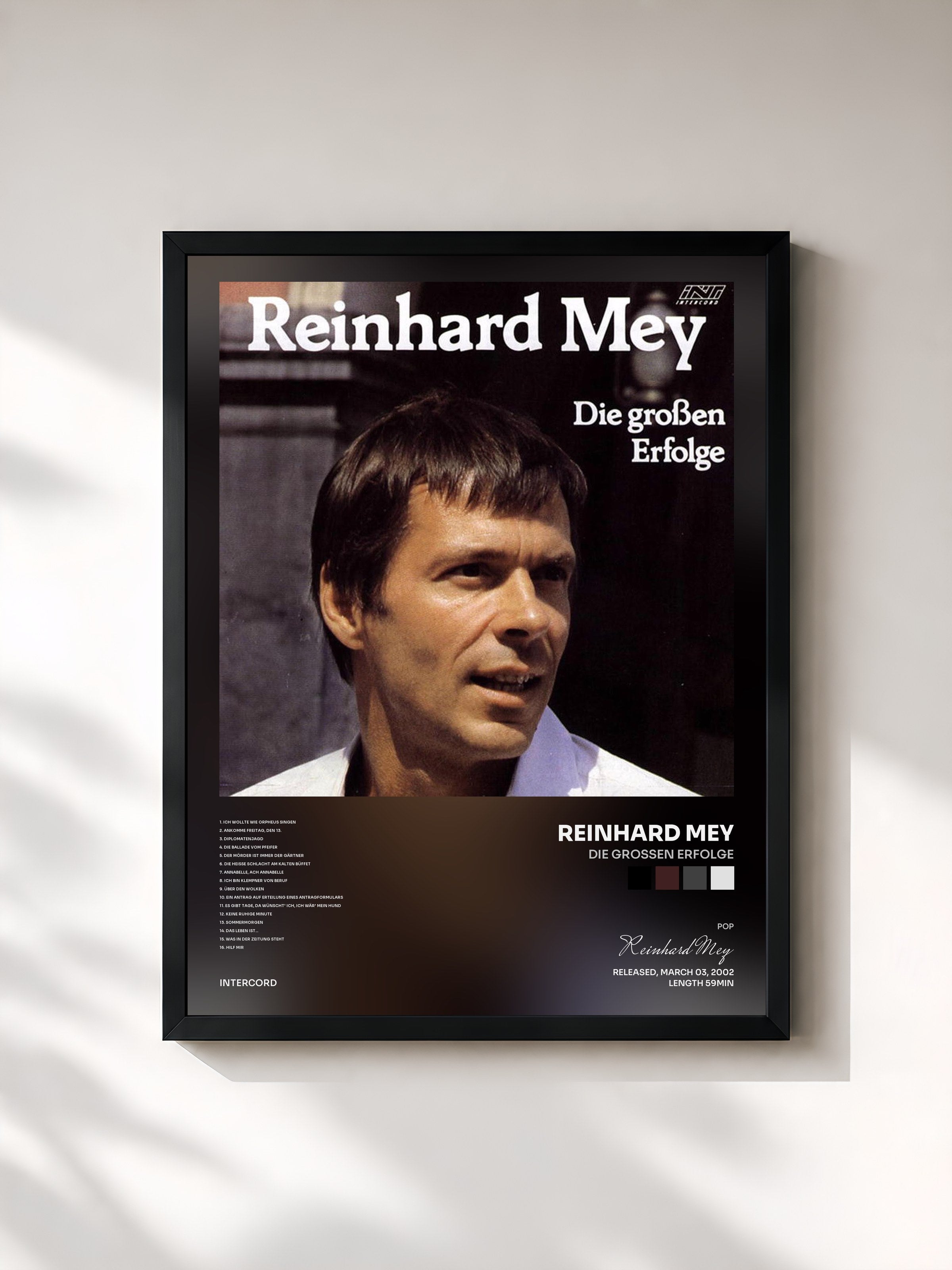 #noir Tableau de l'album Die großen Erfolge de Reinhard Mey, cadre noir, imprimé et encadré en France