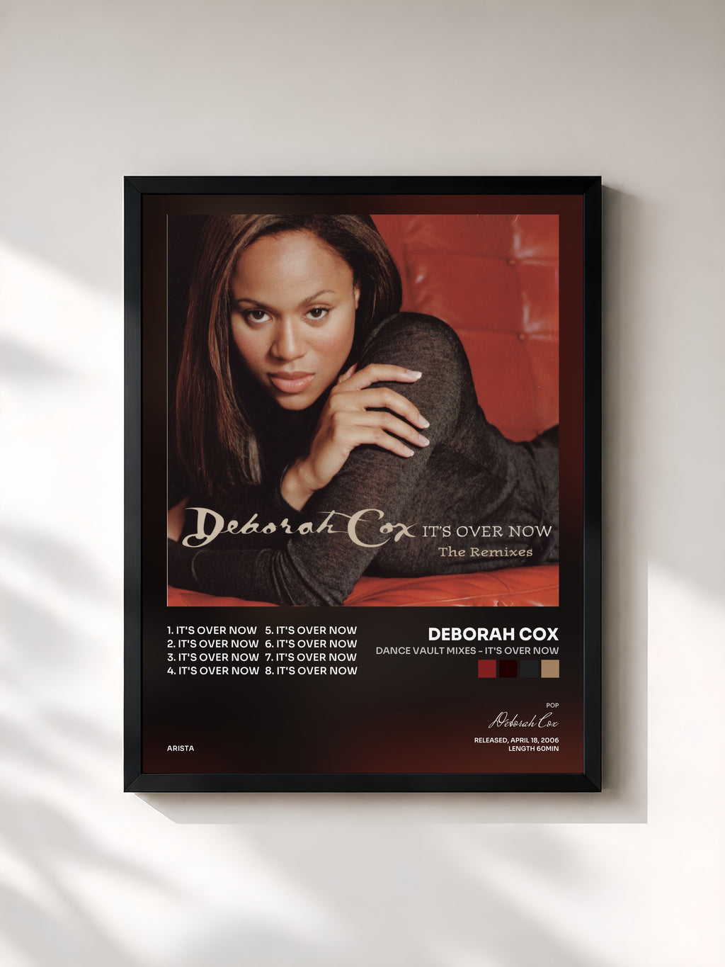 #noir Tableau de l'album Dance Vault Mixes - It's Over Now de Deborah Cox, cadre noir, imprimé et encadré en France
