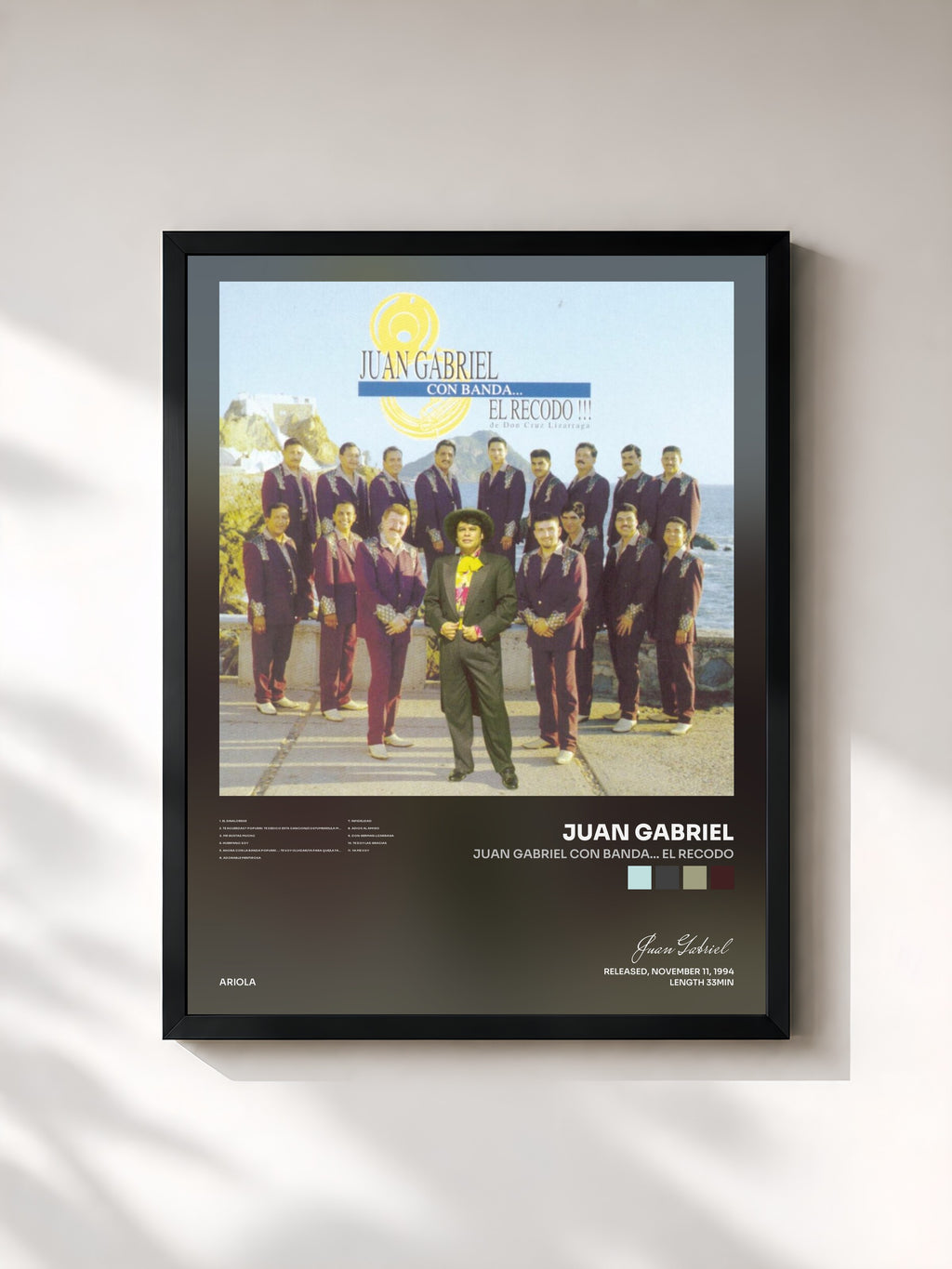#noir Tableau de l'album Juan Gabriel Con Banda... El Recodo de Juan Gabriel, cadre noir, imprimé et encadré en France