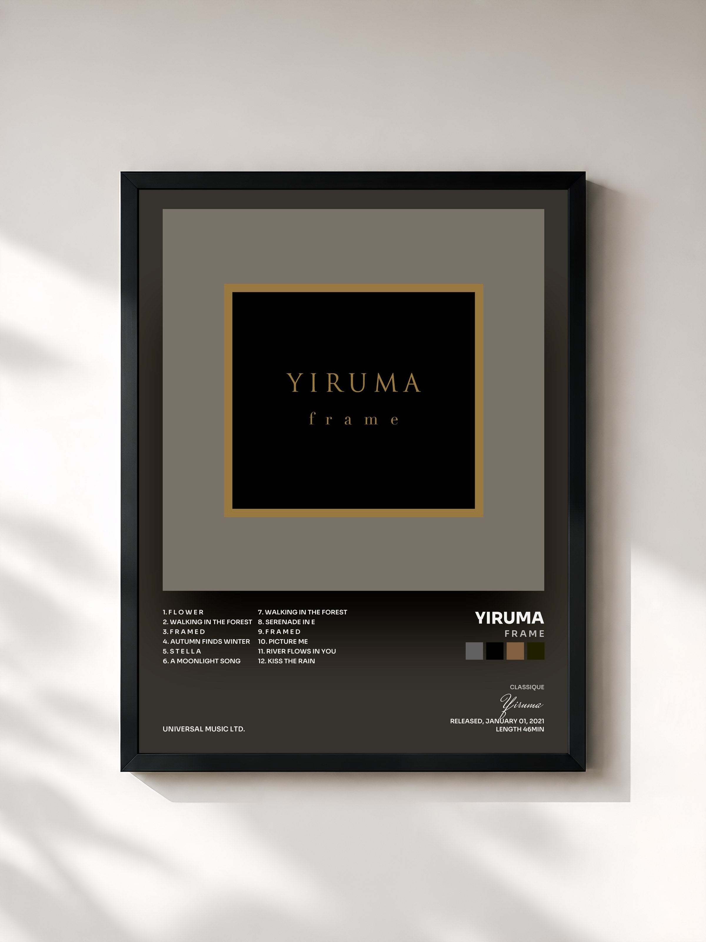 #noir Tableau de l'album f r a m e de Yiruma, cadre noir, imprimé et encadré en France